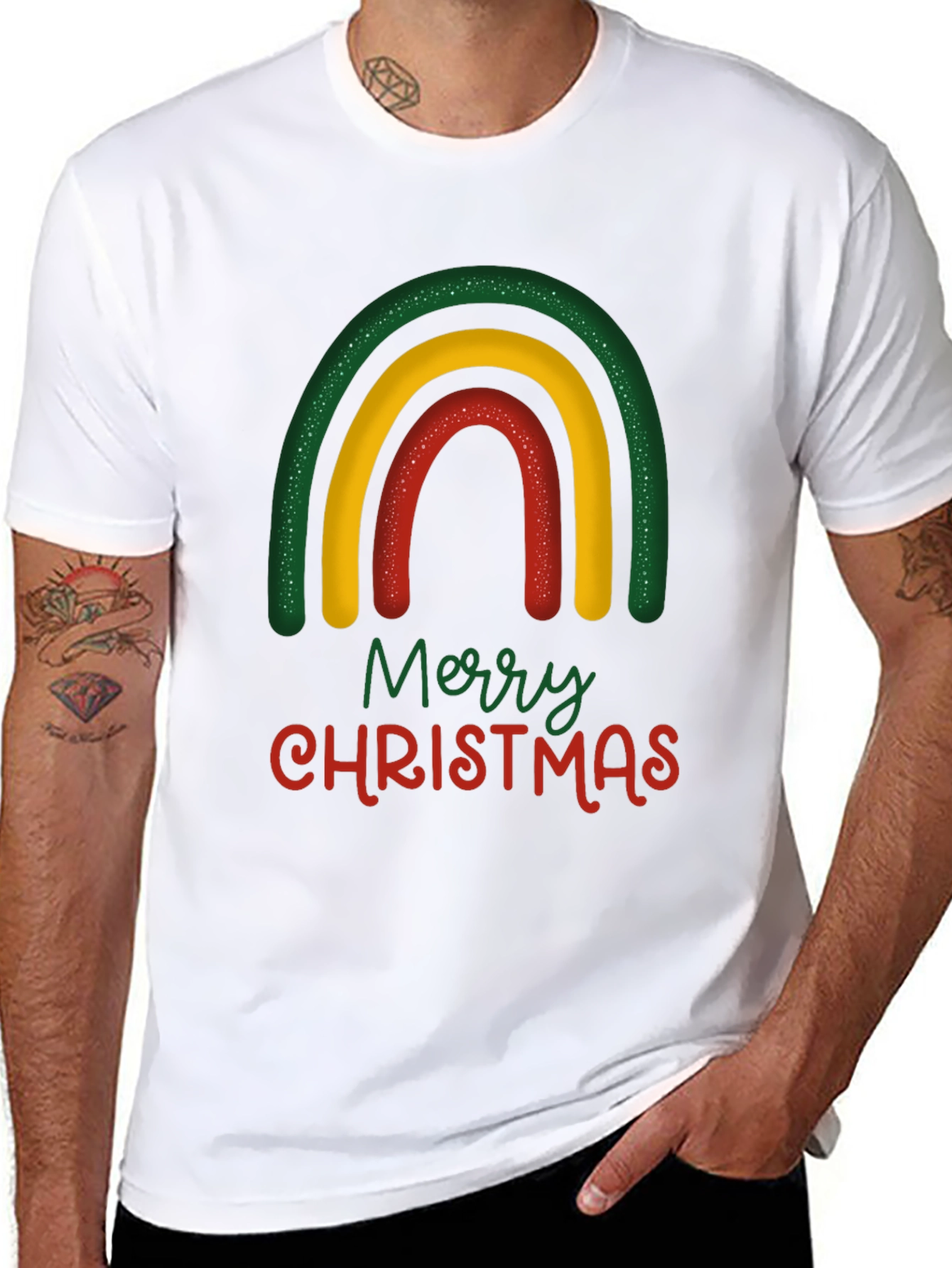 Festive Rainbow Merry Christmas T-Shirt
