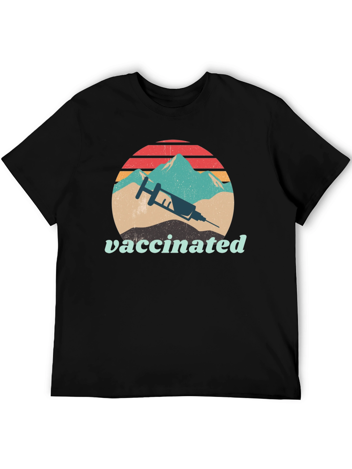 Vaccinated Retro Mountain Graphic Tee