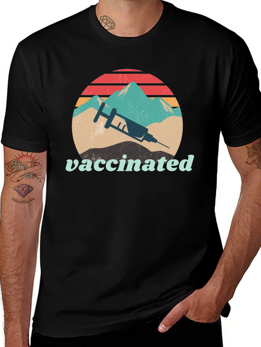 Vaccinated Retro Mountain Graphic Tee