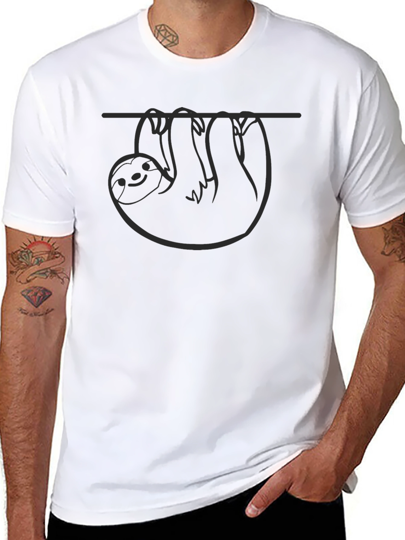 Sloth Hang Loose Black Graphic Tee