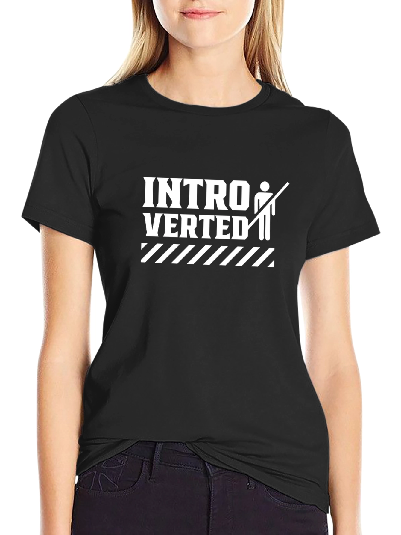 Introverted Graphic Tee - Soft Black Cotton T-Shirt
