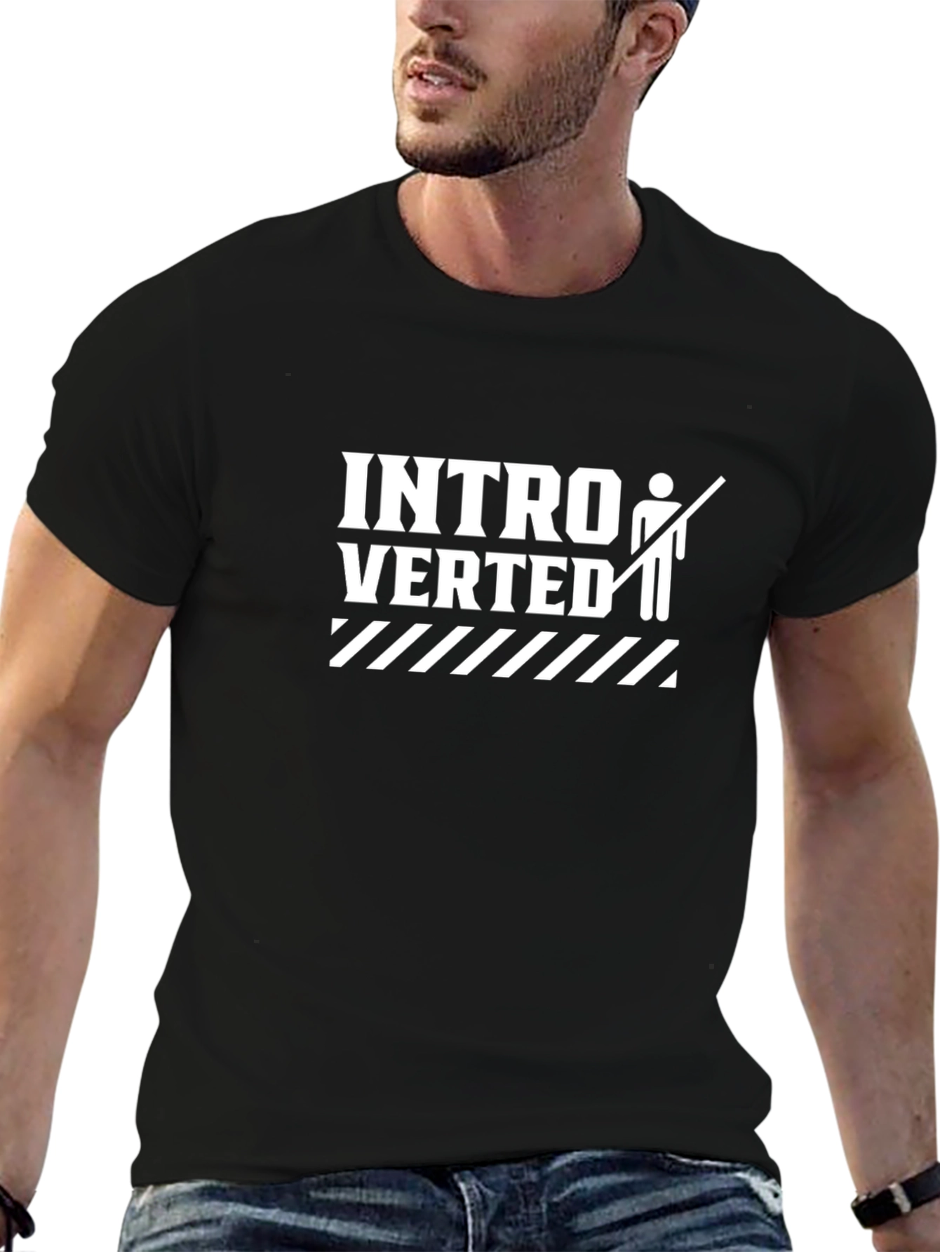 Introverted Graphic Tee - Soft Black Cotton T-Shirt