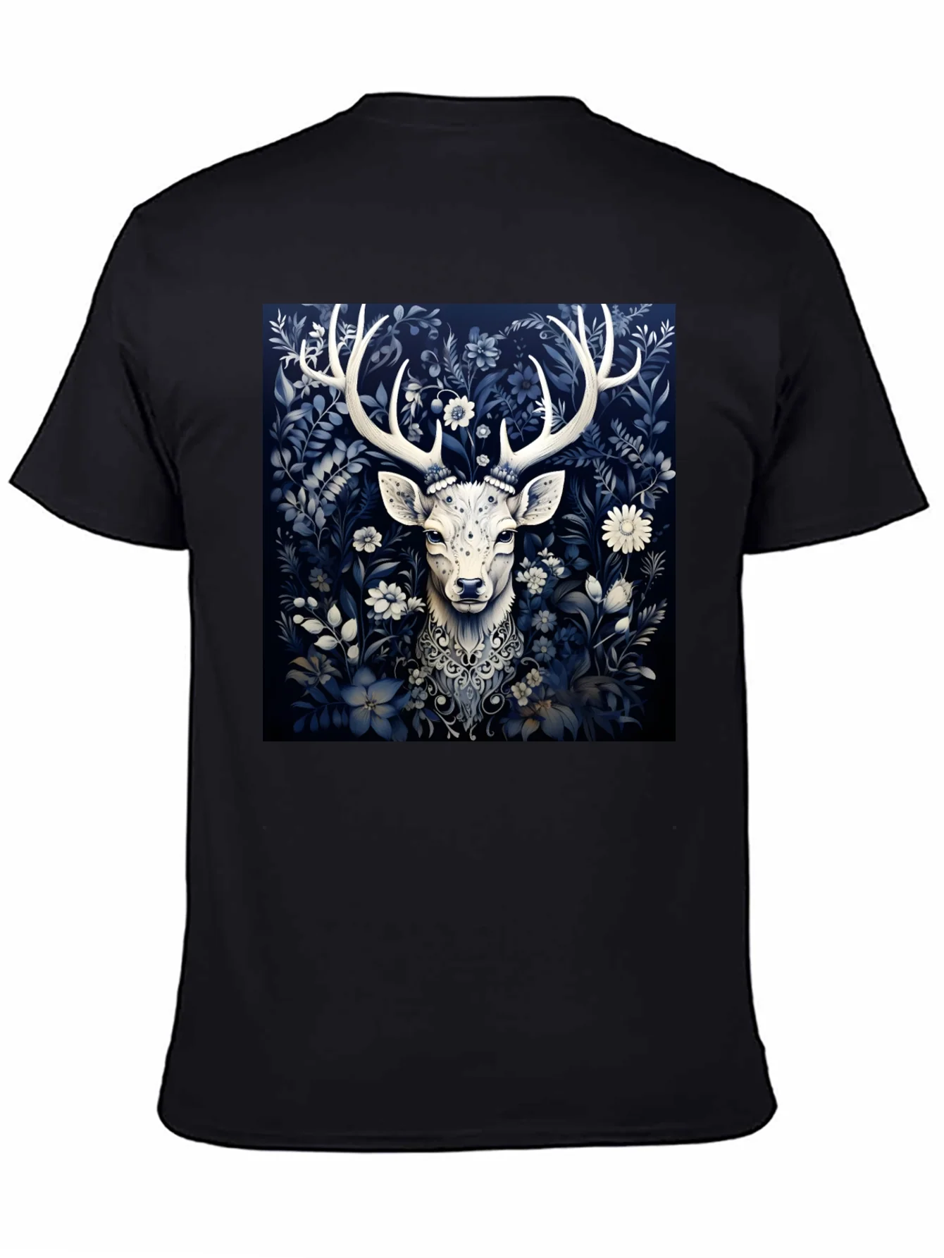 Deer in Bloom Graphic Tee - Black