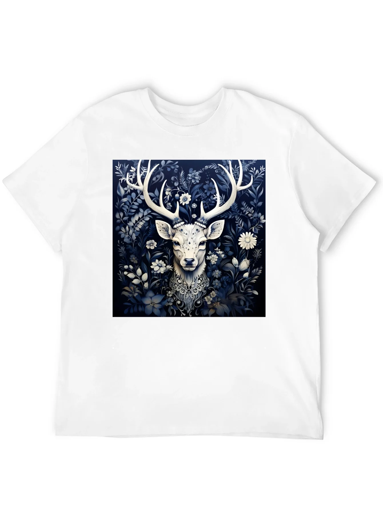 Deer in Bloom Graphic Tee - Black