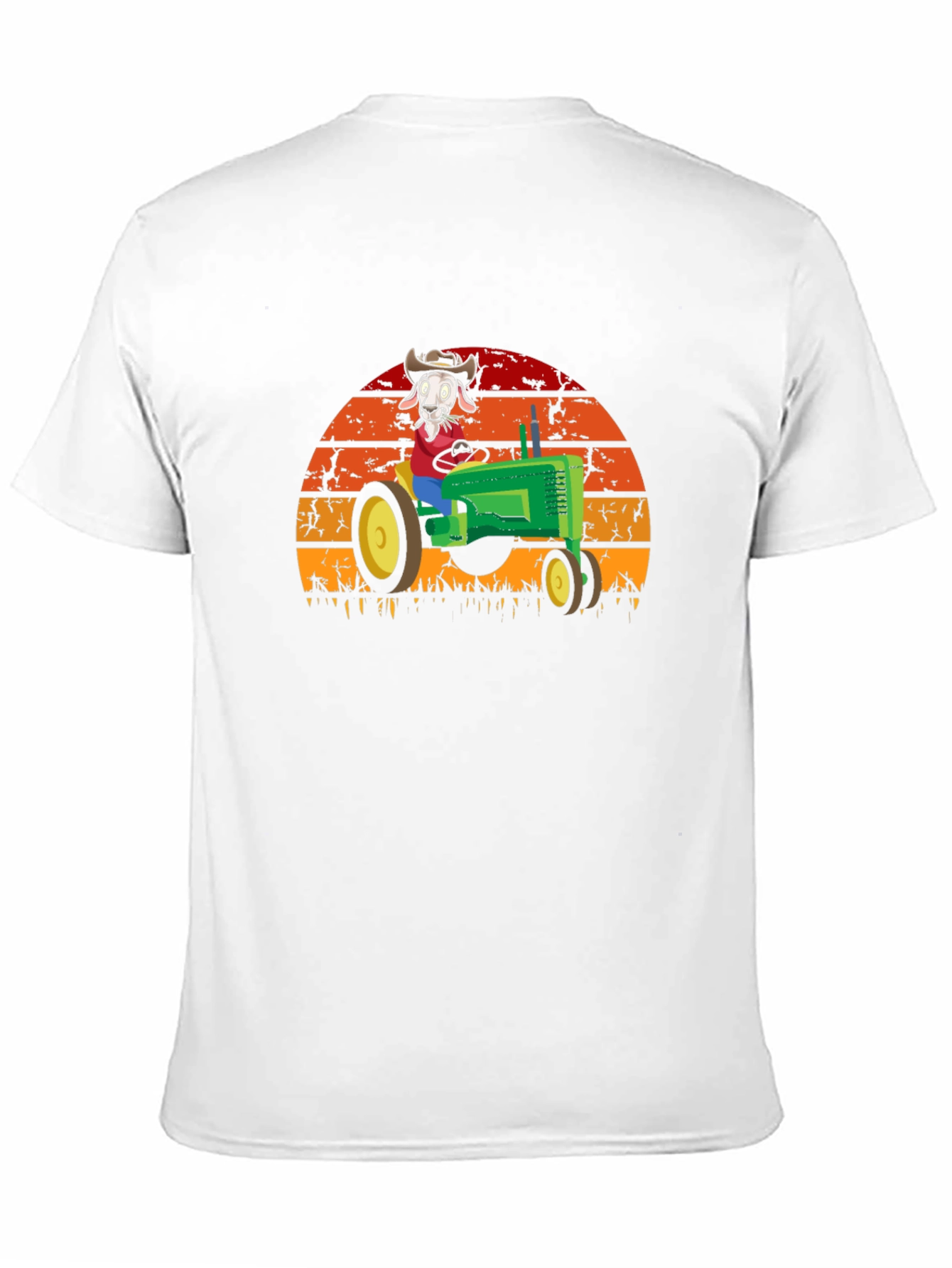 Funny Goat Farmer T-Shirt - Tractor Sunset Design