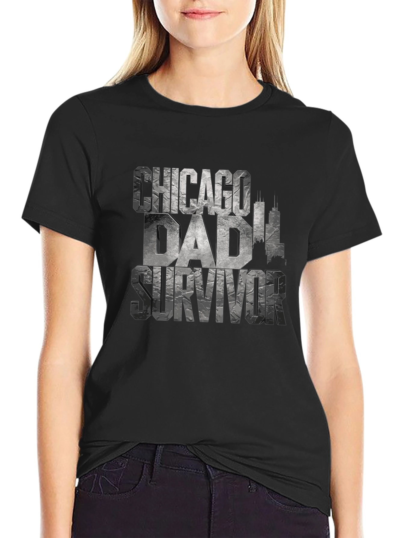 Chicago Dad Survivor Novelty Graphic T-Shirt