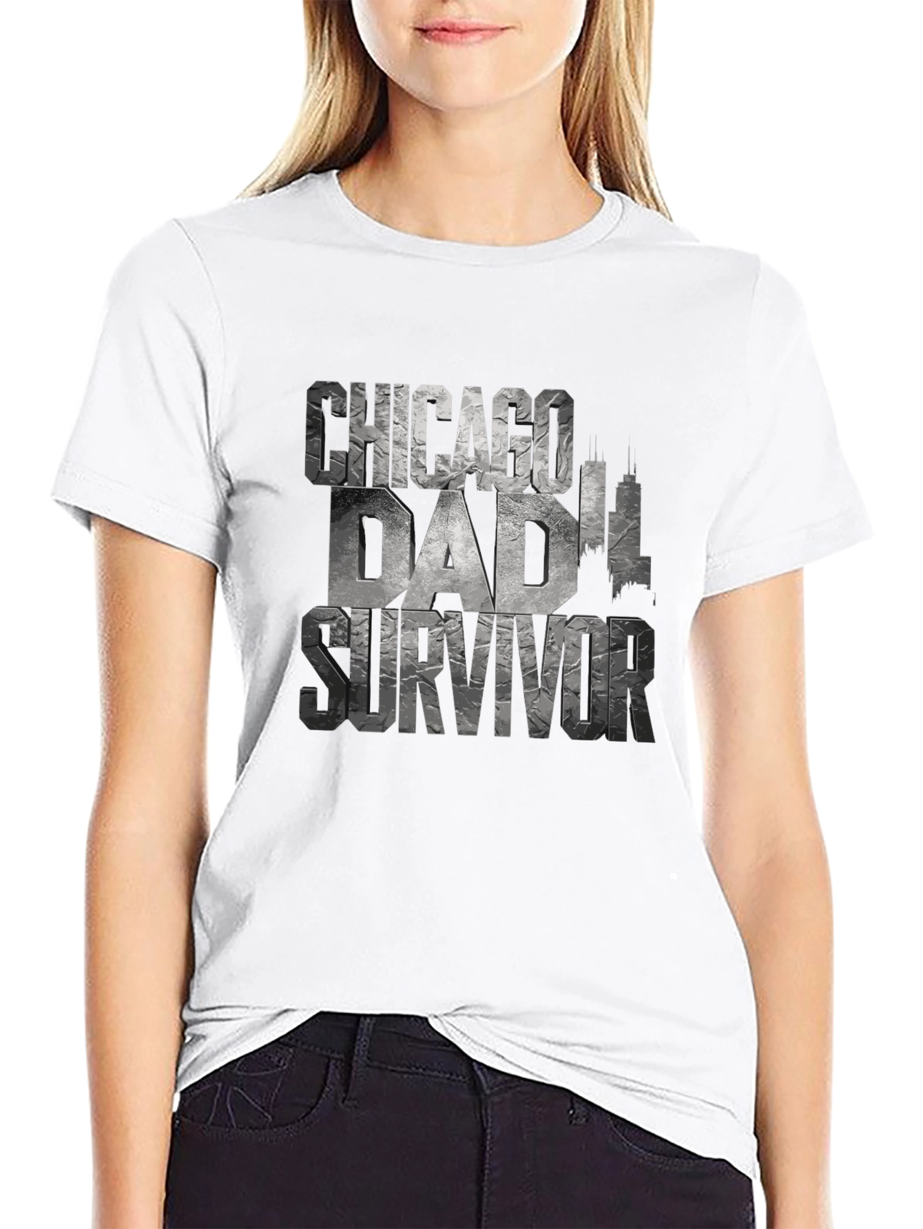 Chicago Dad Survivor Novelty Graphic T-Shirt