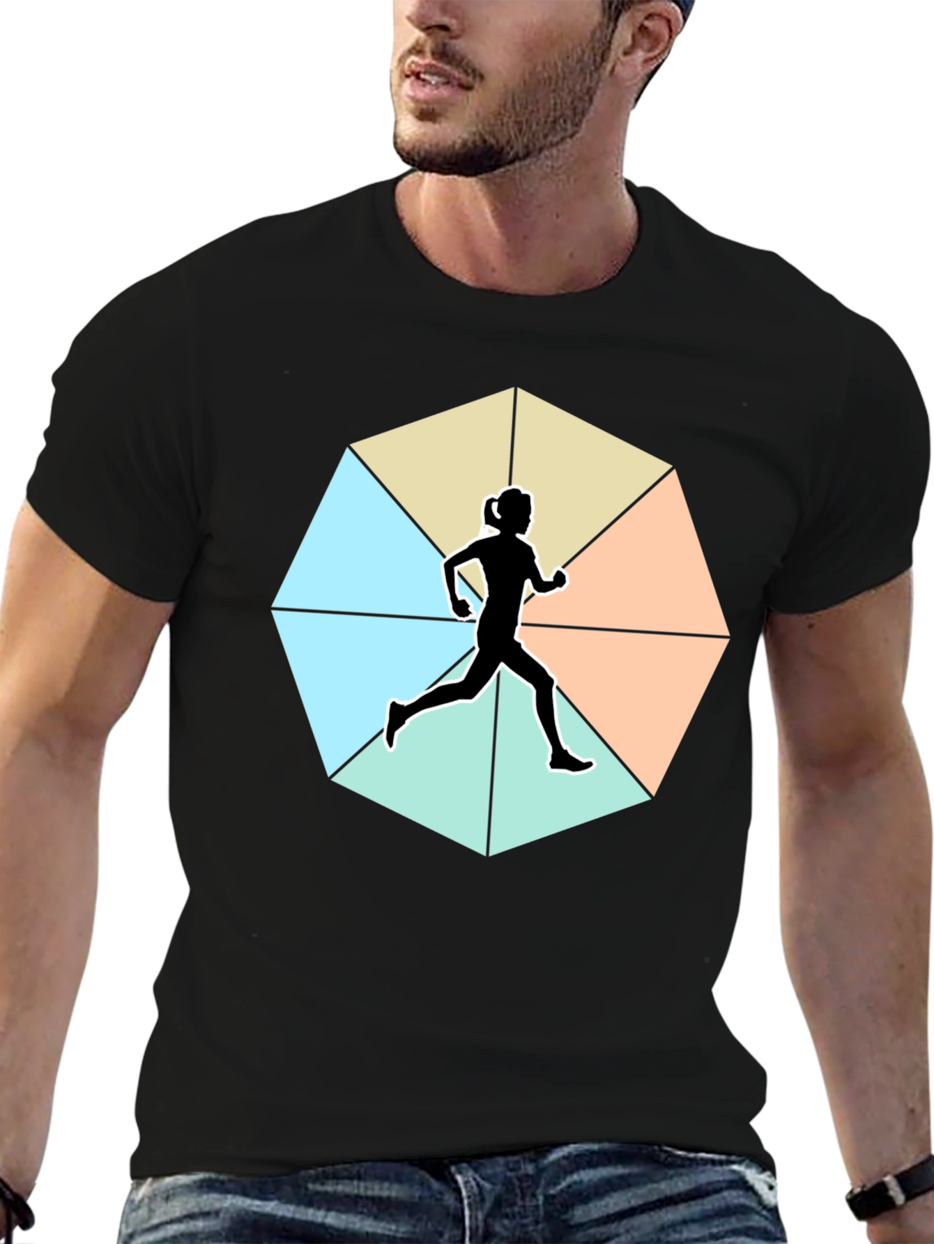Runner Silhouette Geometric T-Shirt - Unisex Soft Cotton Tee