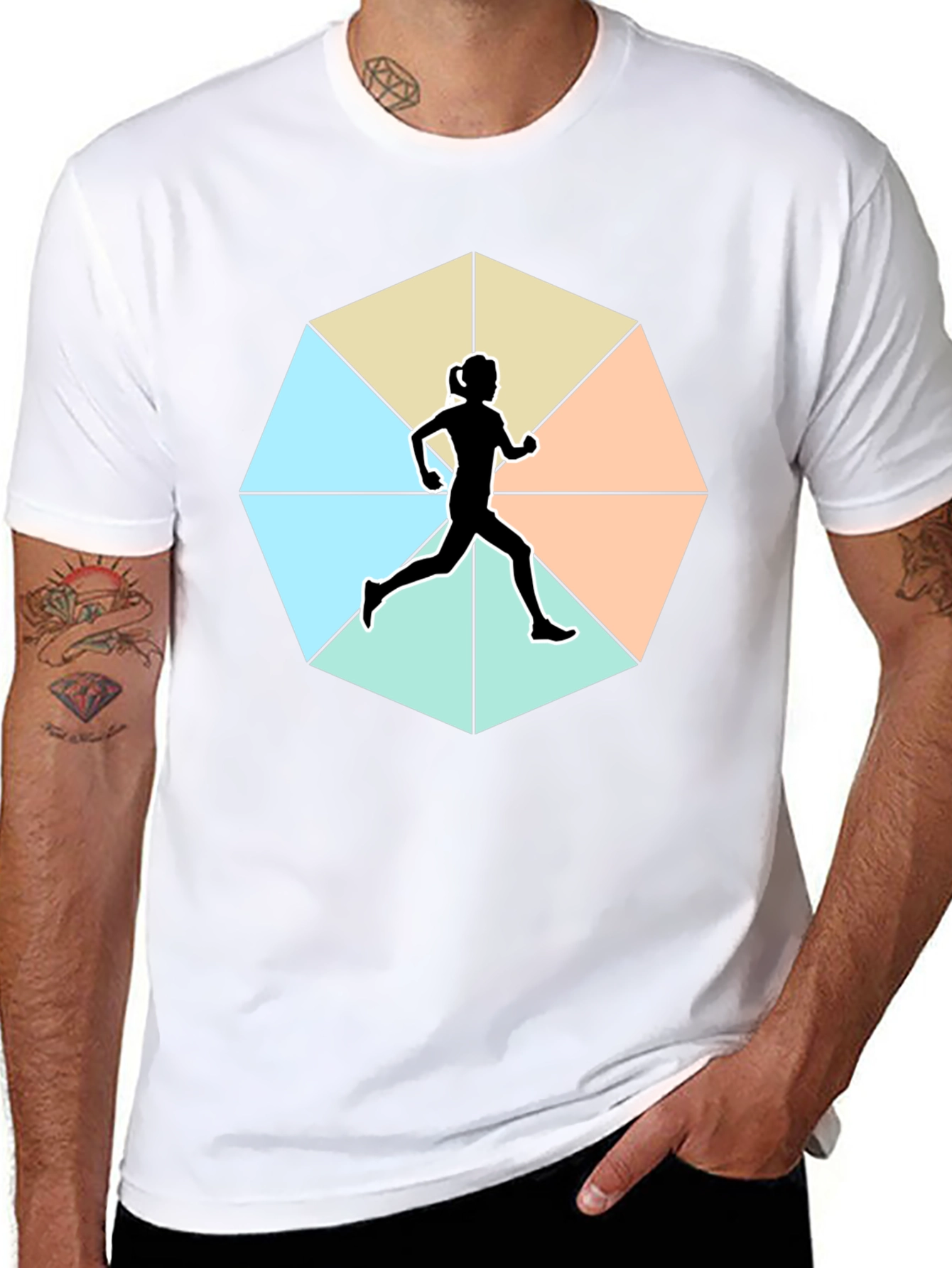 Runner Silhouette Geometric T-Shirt - Unisex Soft Cotton Tee
