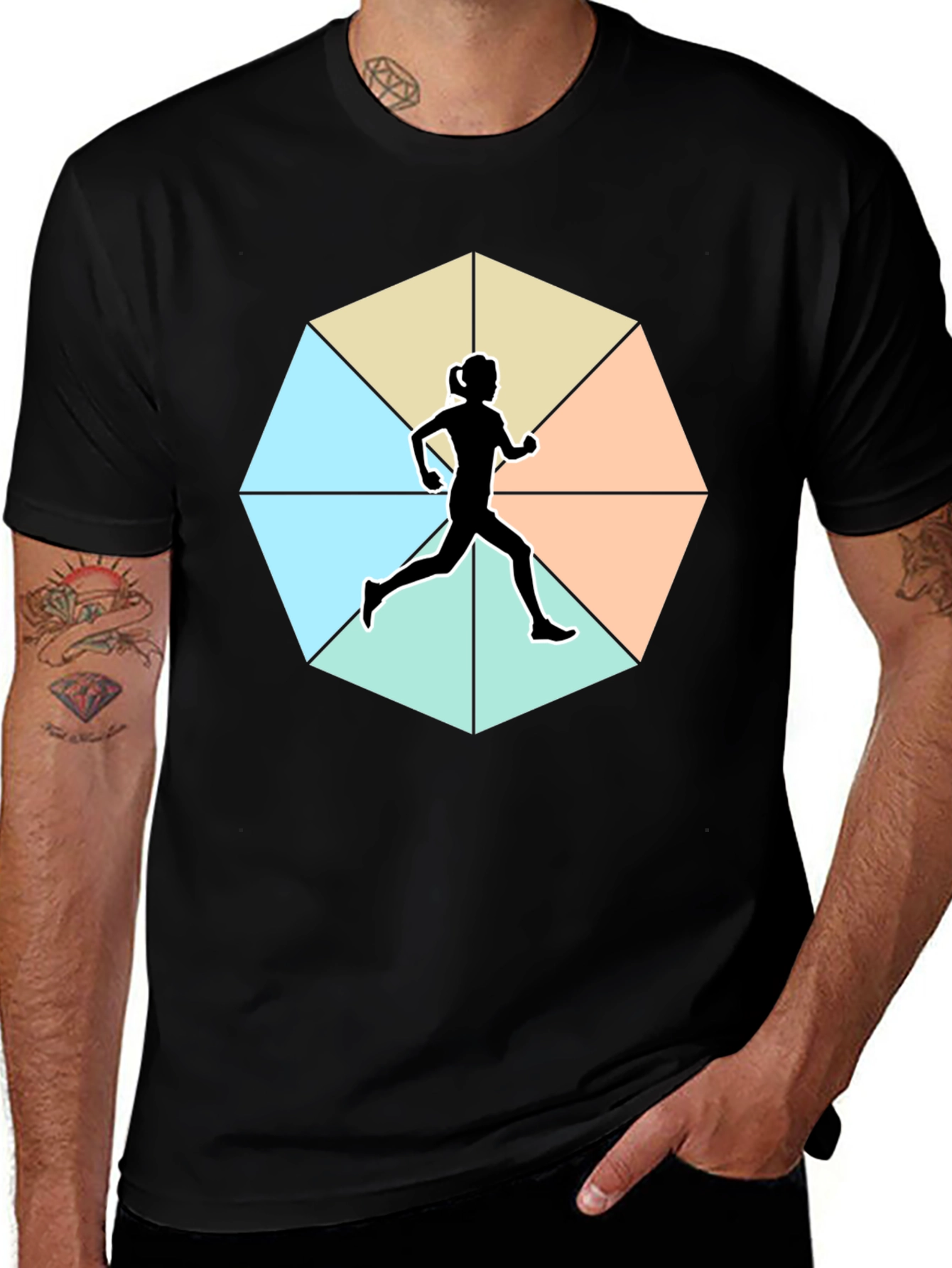 Runner Silhouette Geometric T-Shirt - Unisex Soft Cotton Tee