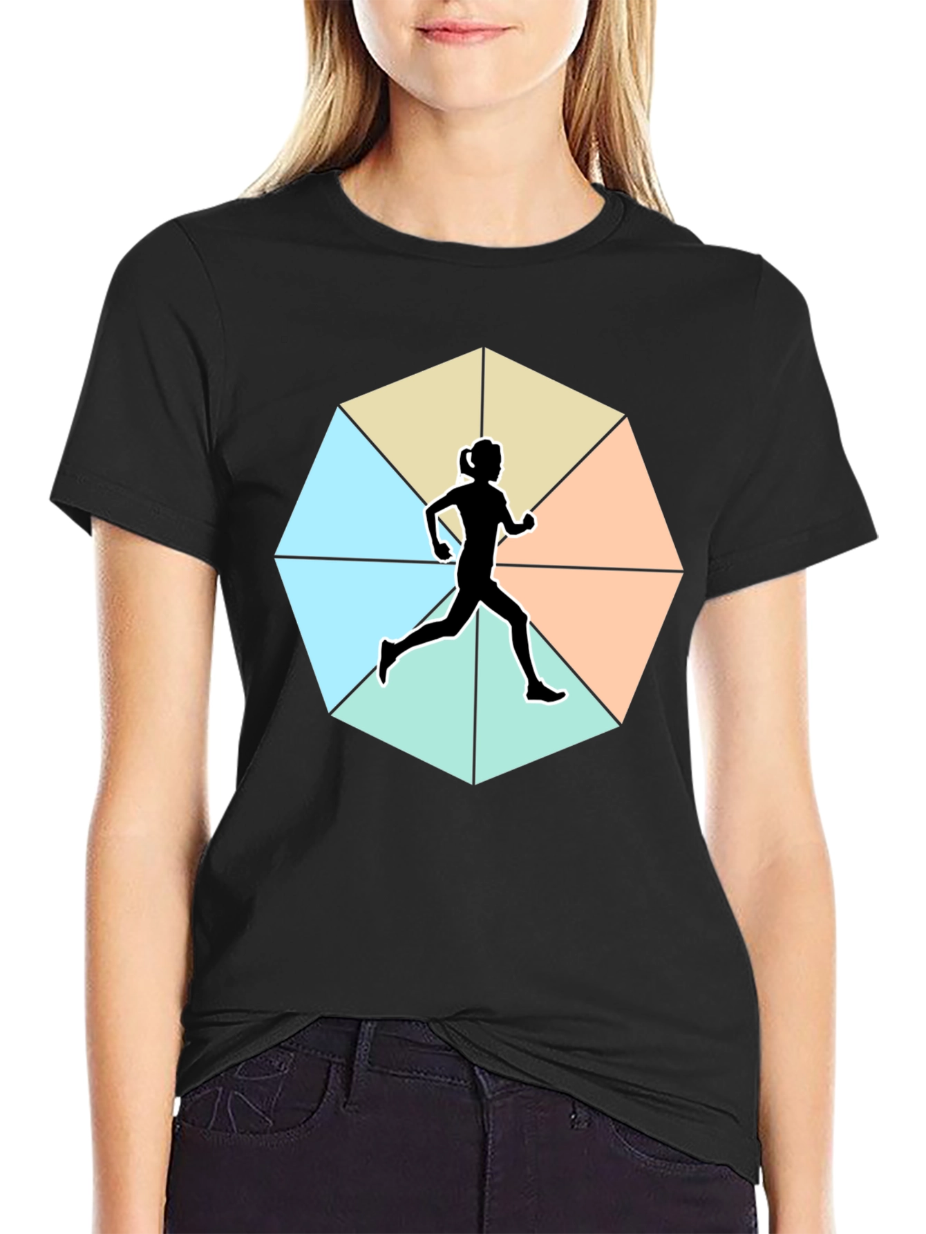 Runner Silhouette Geometric T-Shirt - Unisex Soft Cotton Tee