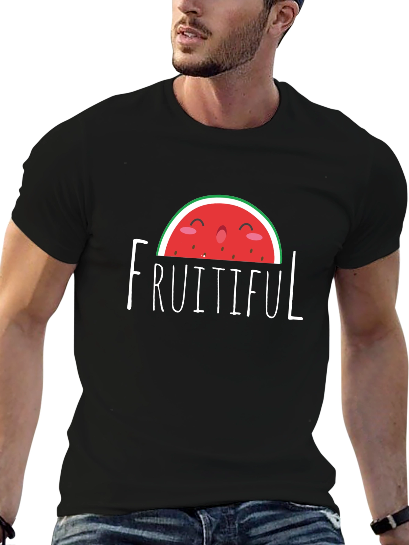 Fruitful Watermelon Graphic Tee - Stylish Black T-Shirt