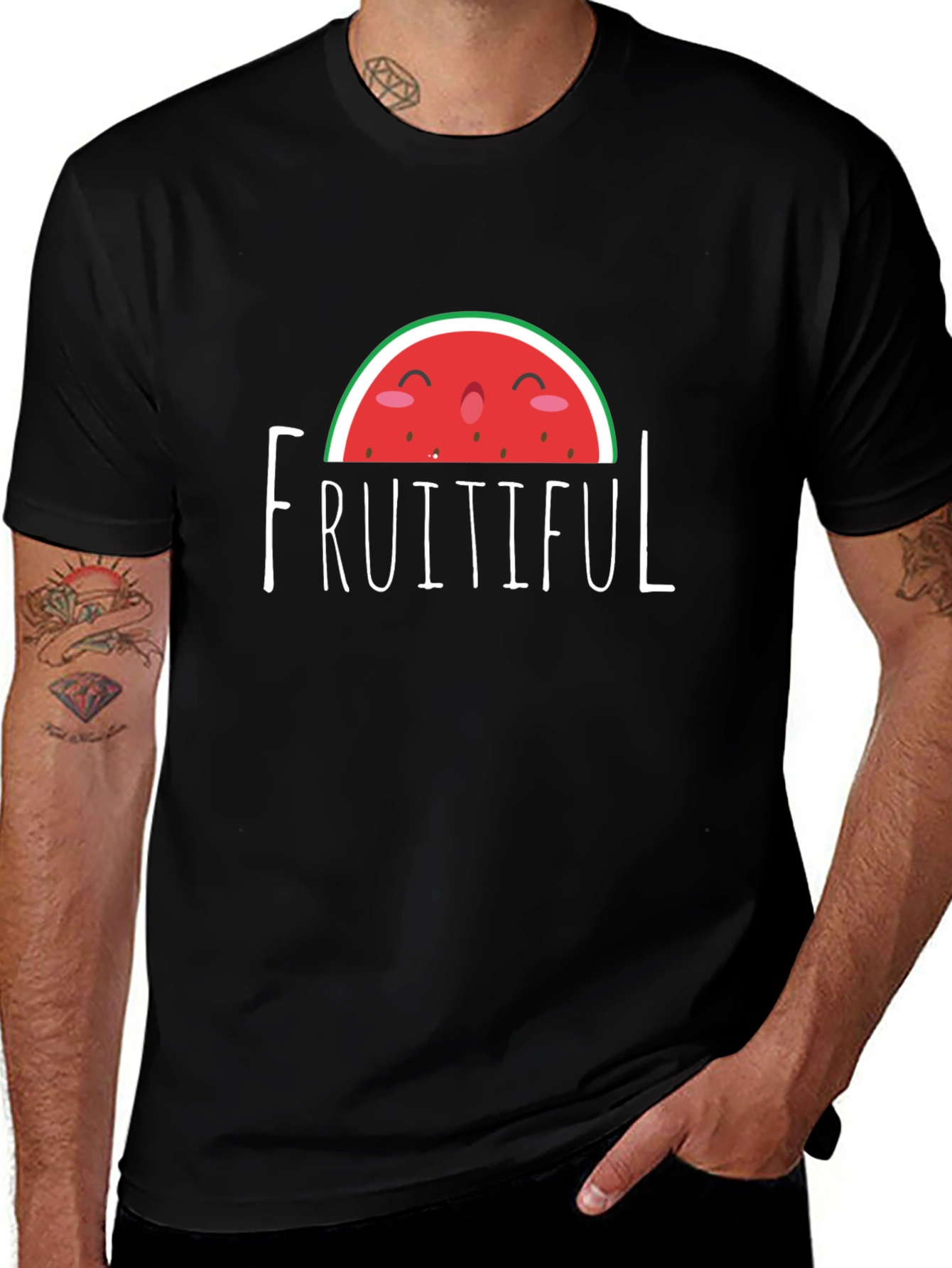 Fruitful Watermelon Graphic Tee - Stylish Black T-Shirt