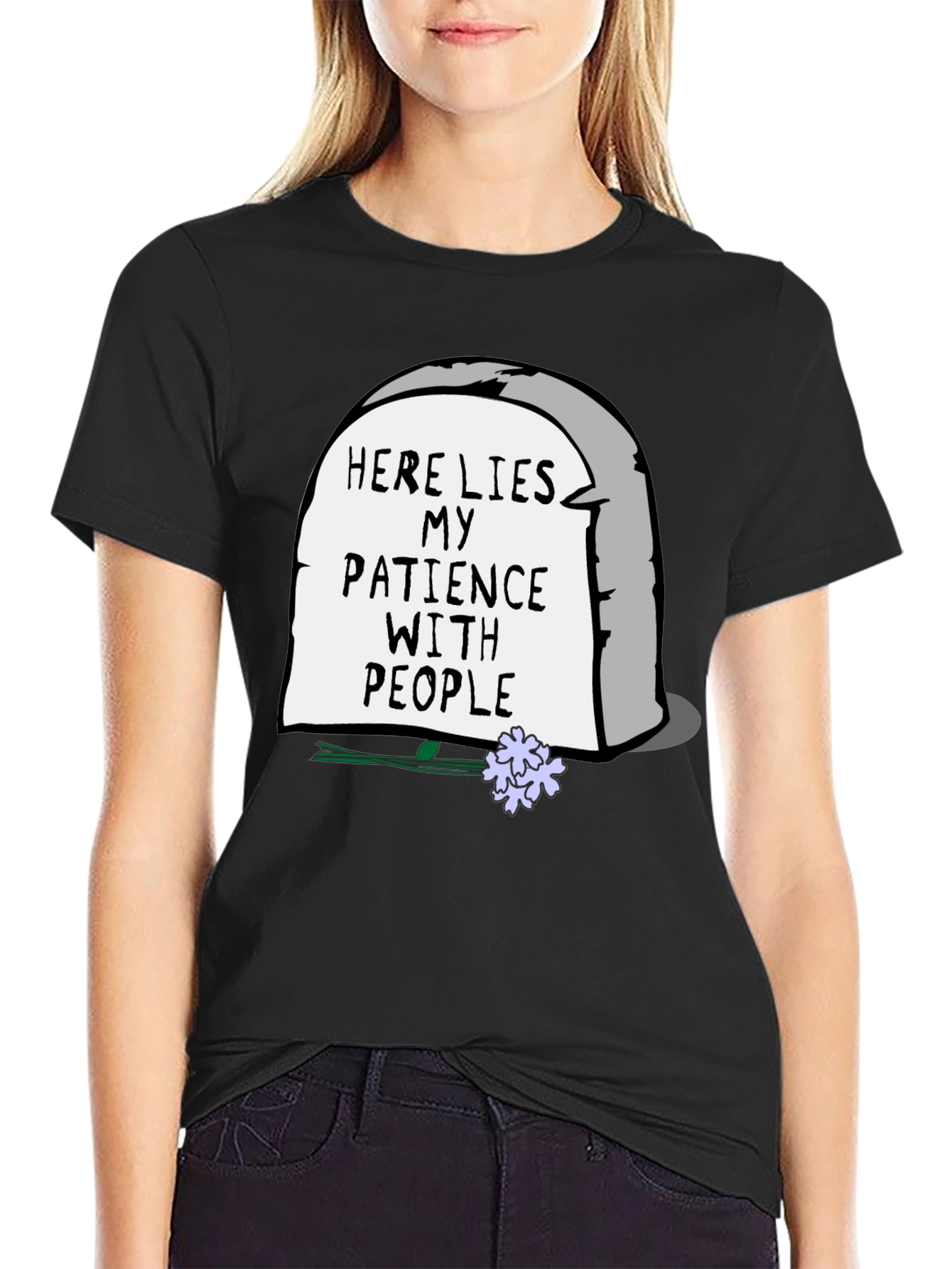 Humorous Here Lies My Patience Graphic Tee
