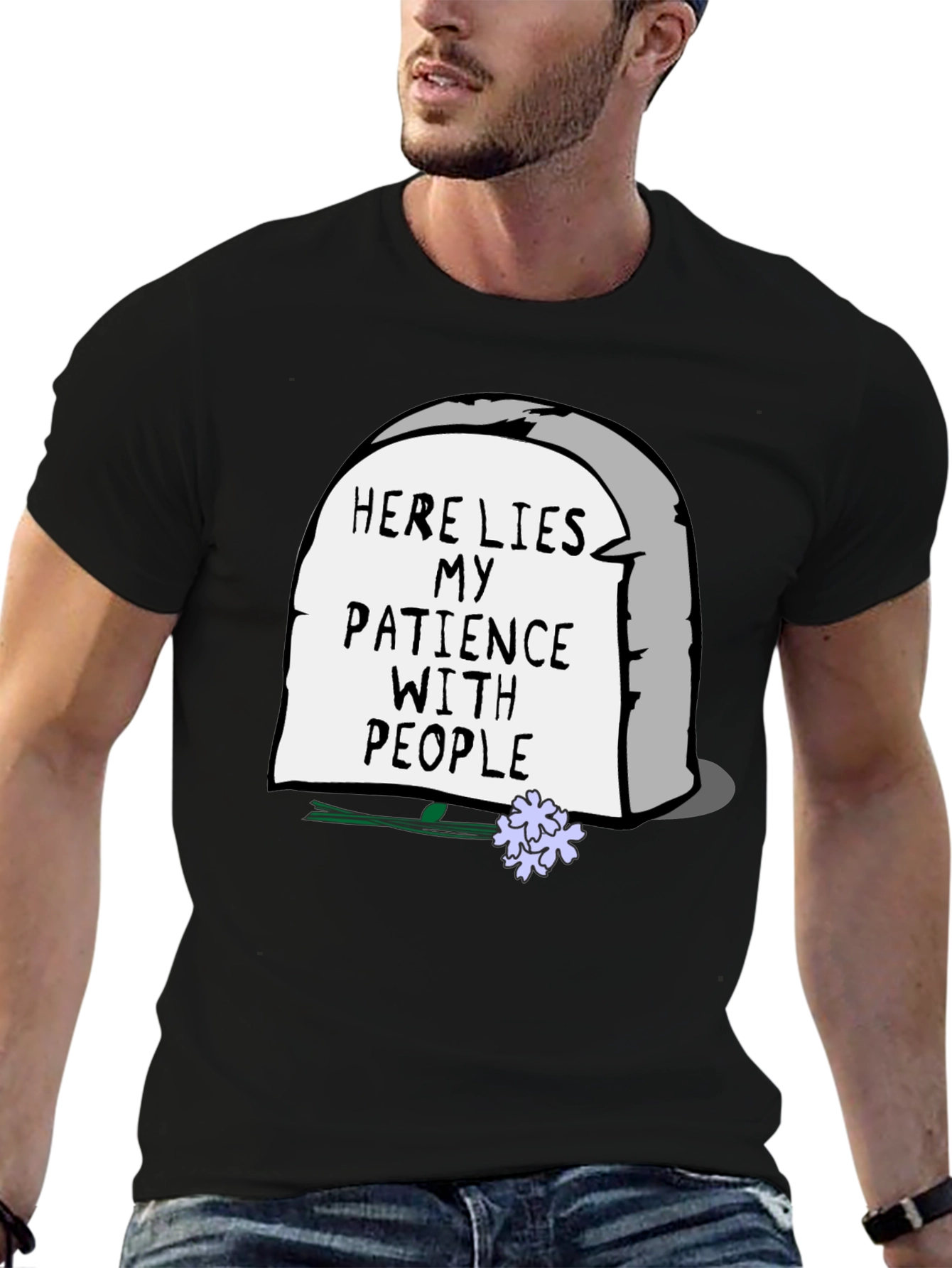 Humorous Here Lies My Patience Graphic Tee