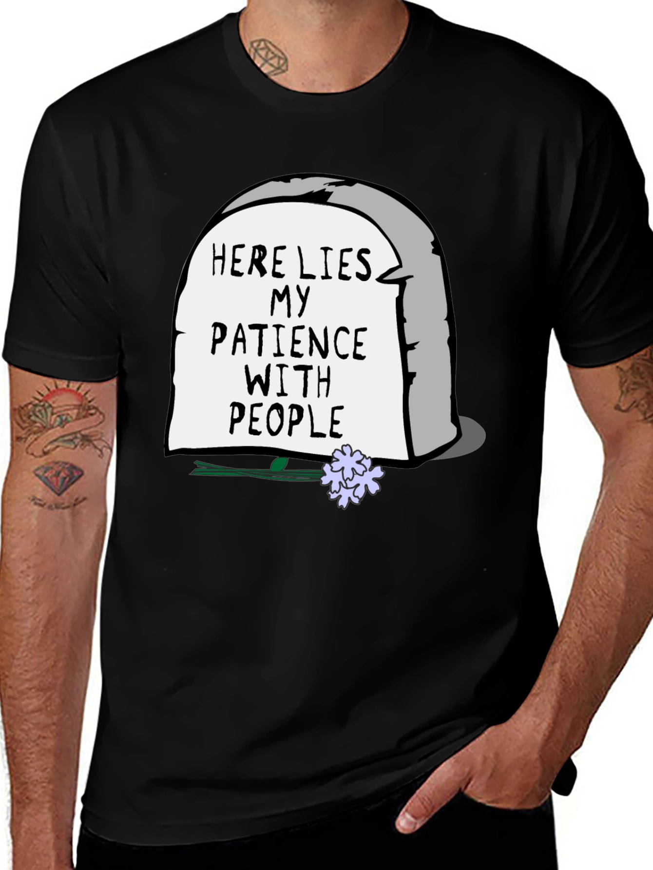 Humorous Here Lies My Patience Graphic Tee