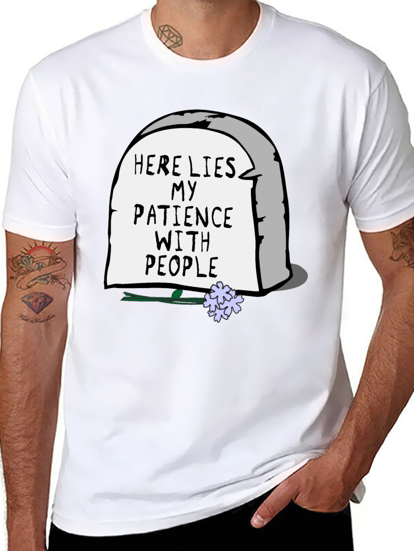 Humorous Here Lies My Patience Graphic Tee