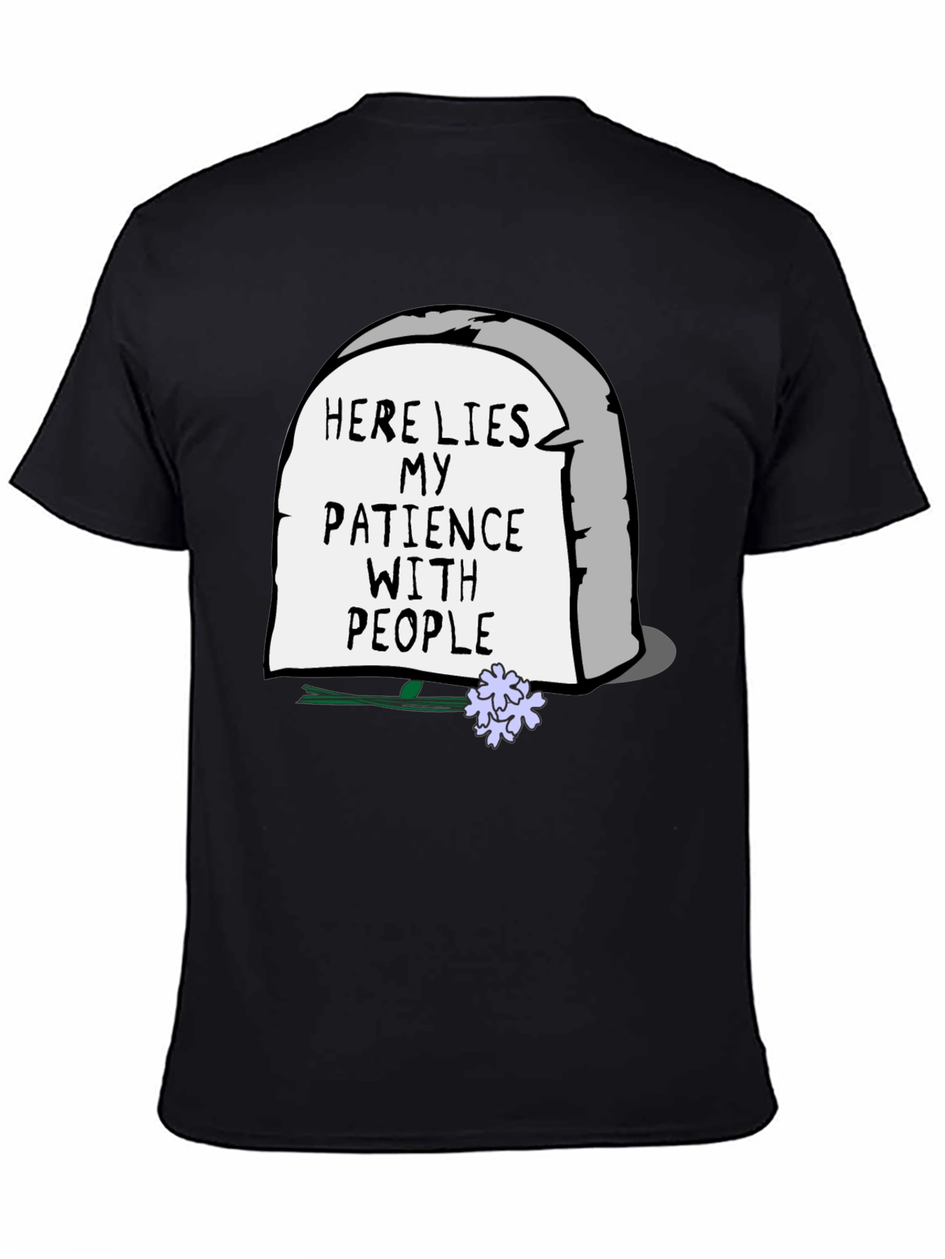 Humorous Here Lies My Patience Graphic Tee