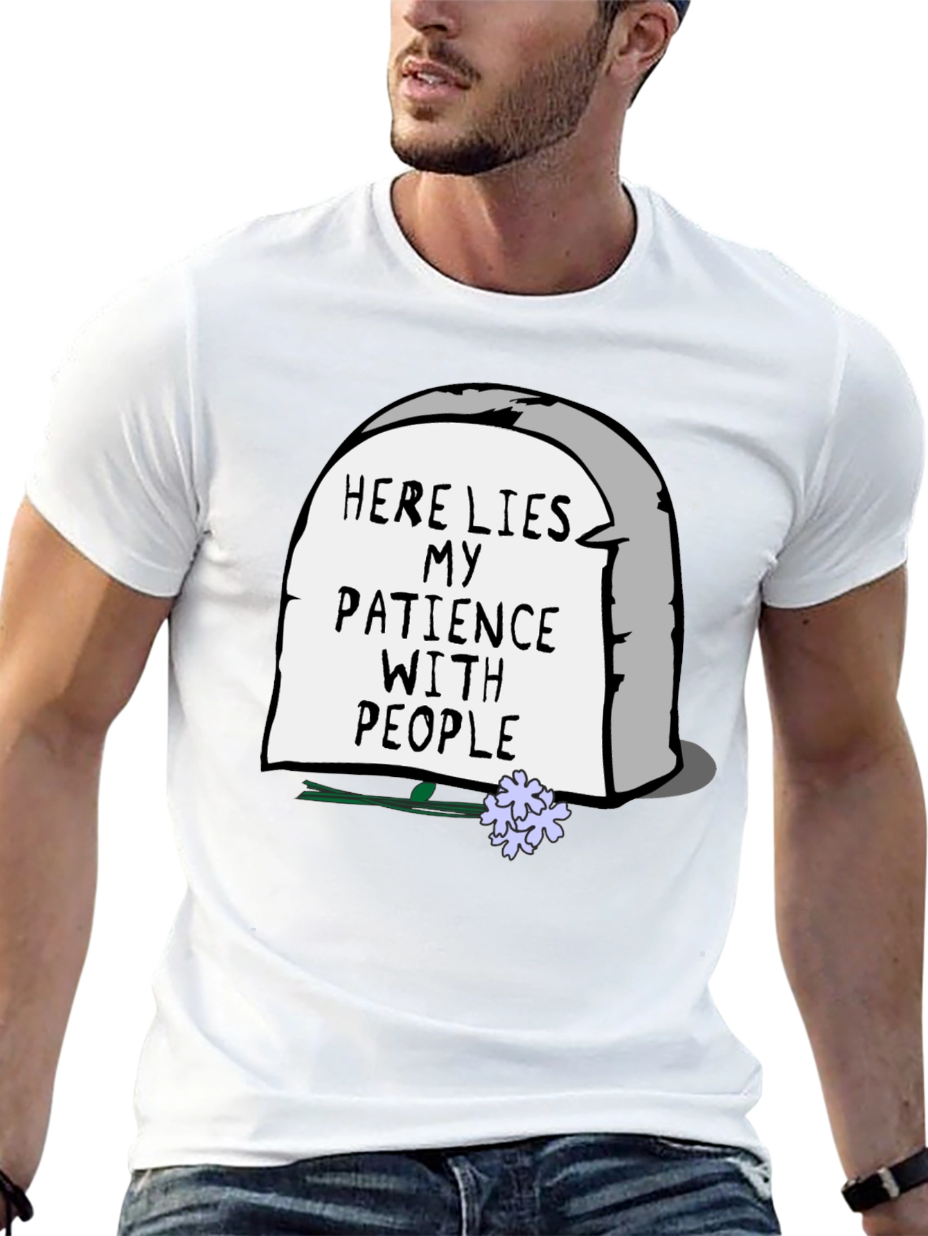 Humorous Here Lies My Patience Graphic Tee