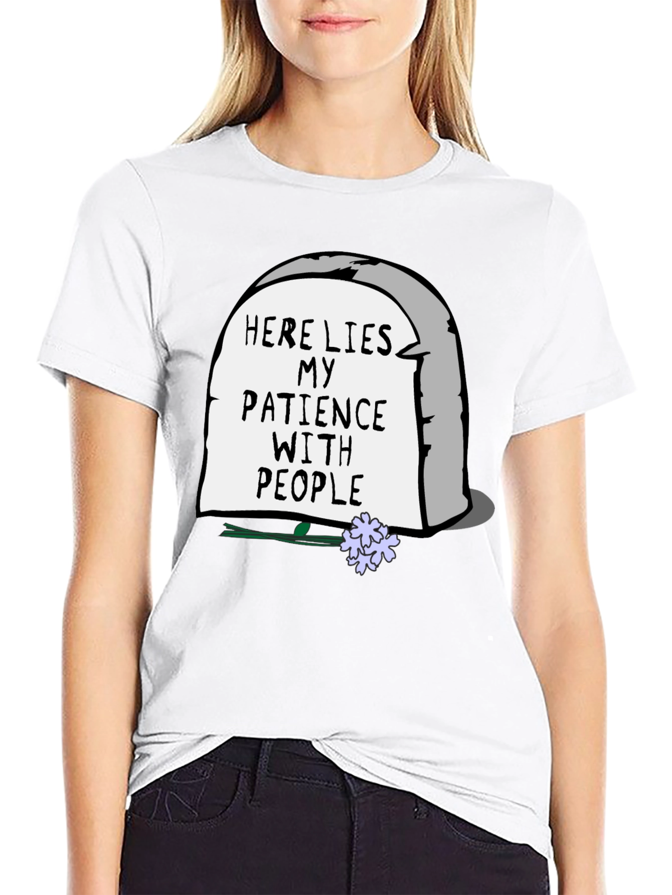 Humorous Here Lies My Patience Graphic Tee