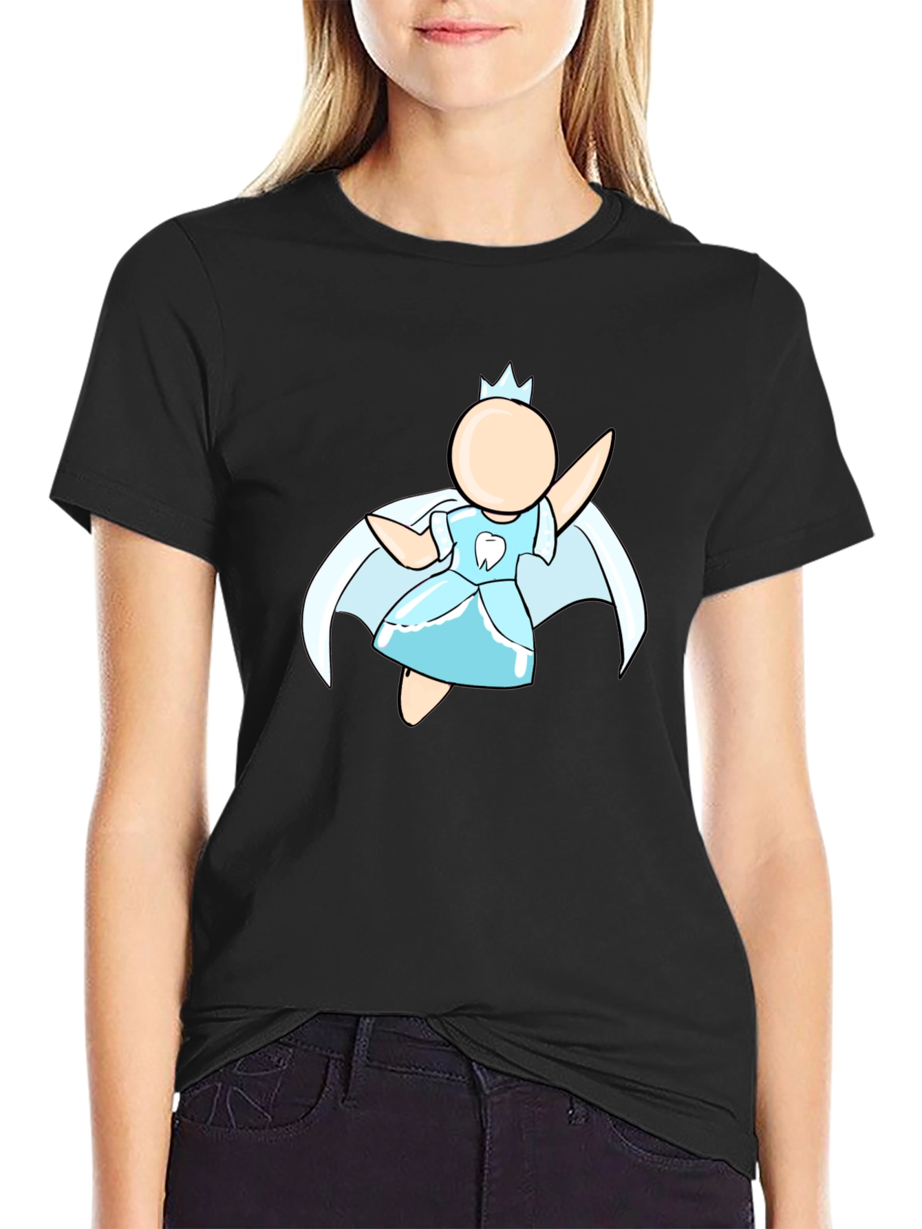 Tooth Fairy Graphic Tee - Black Cotton Blend Shirt