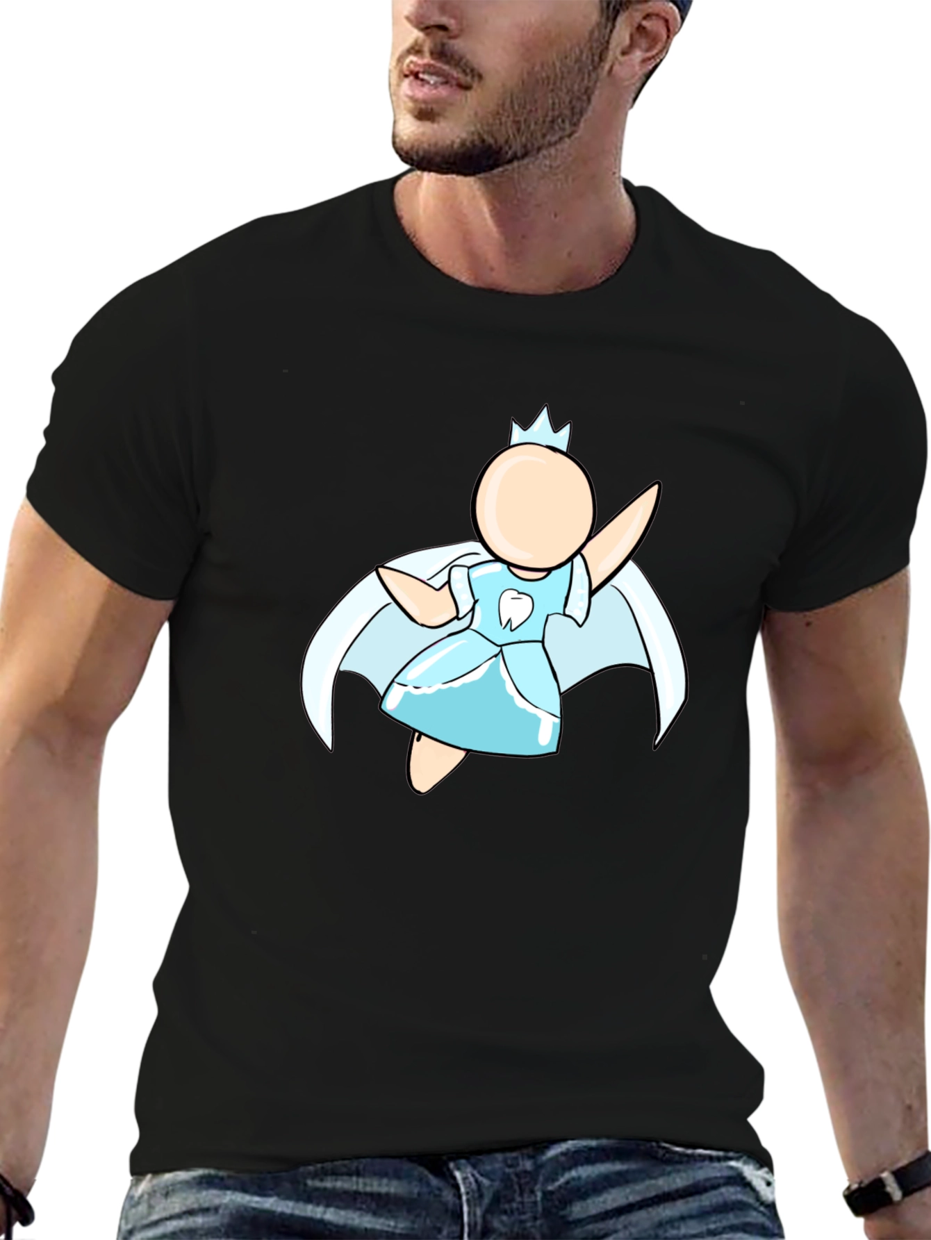 Tooth Fairy Graphic Tee - Black Cotton Blend Shirt