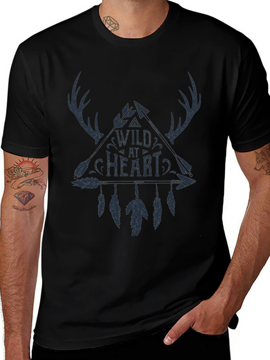 Wild at Heart Graphic Tee - Black Cotton Casual T-Shirt