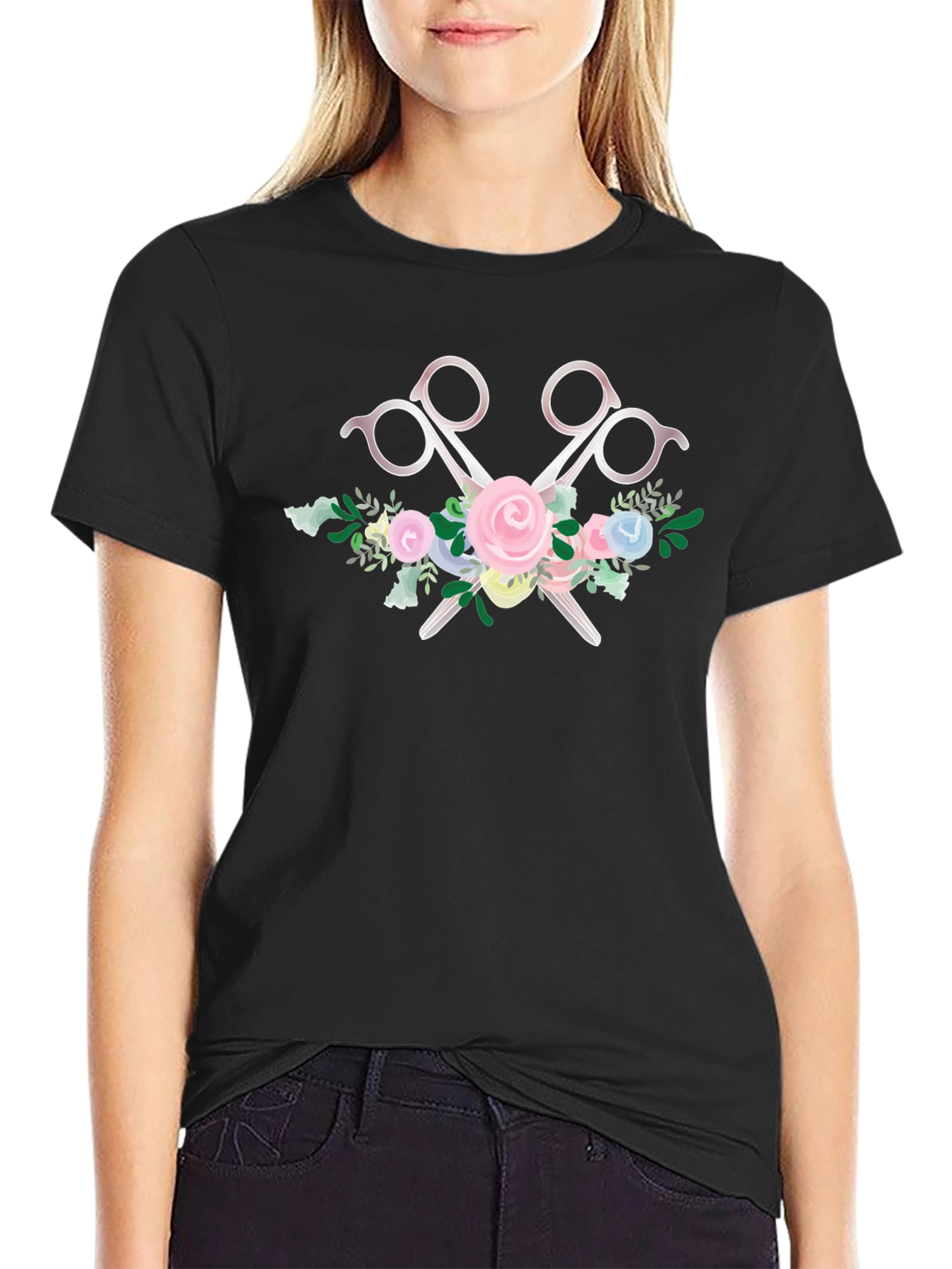 Floral Scissors Graphic Tee - Unisex