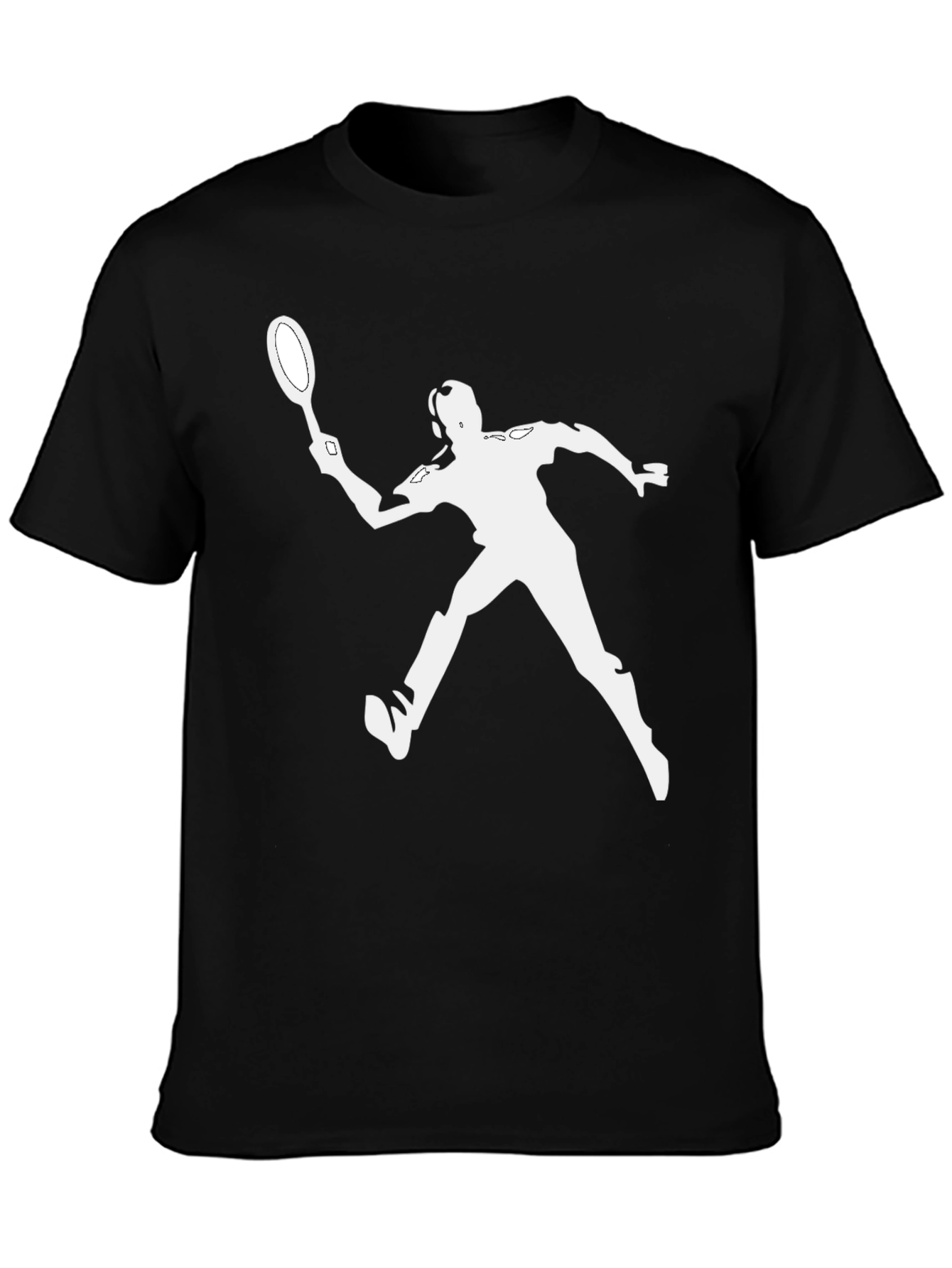 Tennis Player Silhouette Black T-Shirt