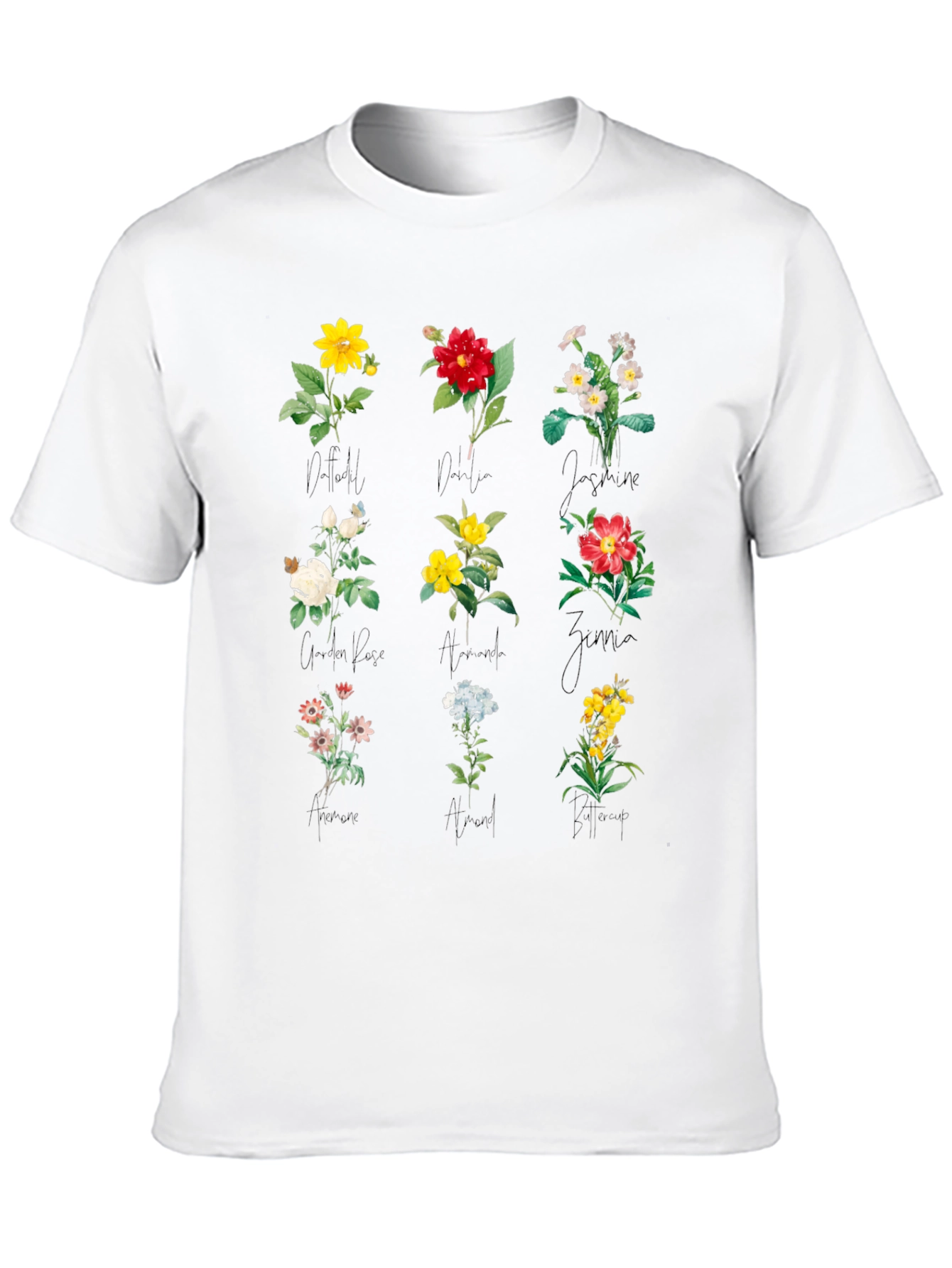 Botanical Print Black T-Shirt
