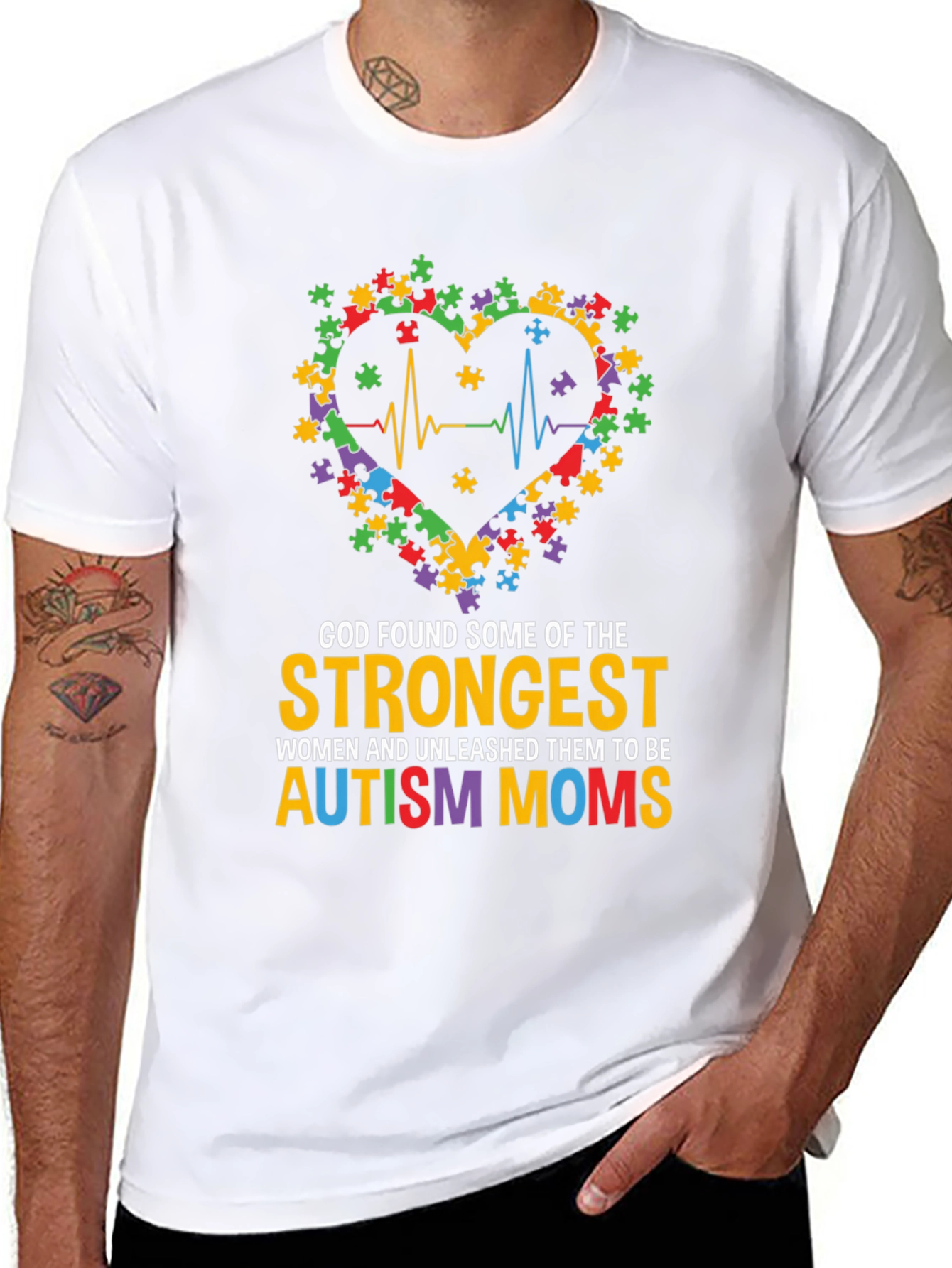 Autism Mom Heart Puzzle Graphic T-Shirt