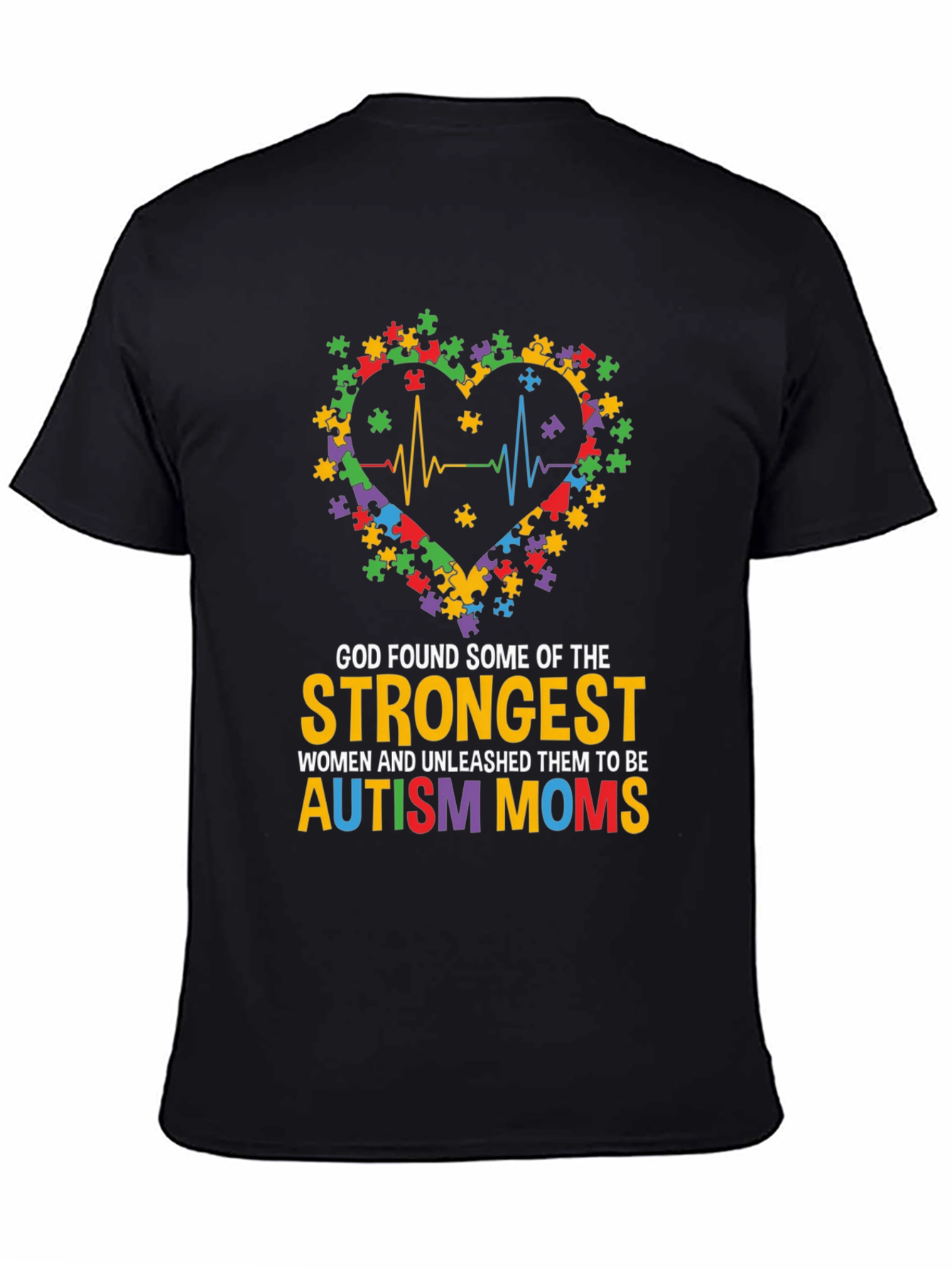 Autism Mom Heart Puzzle Graphic T-Shirt