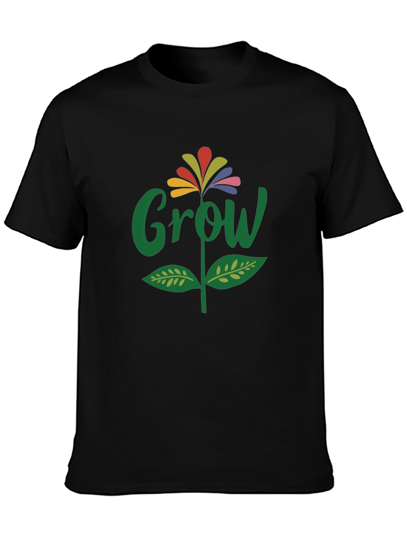 Grow Flower Graphic T-Shirt - Black