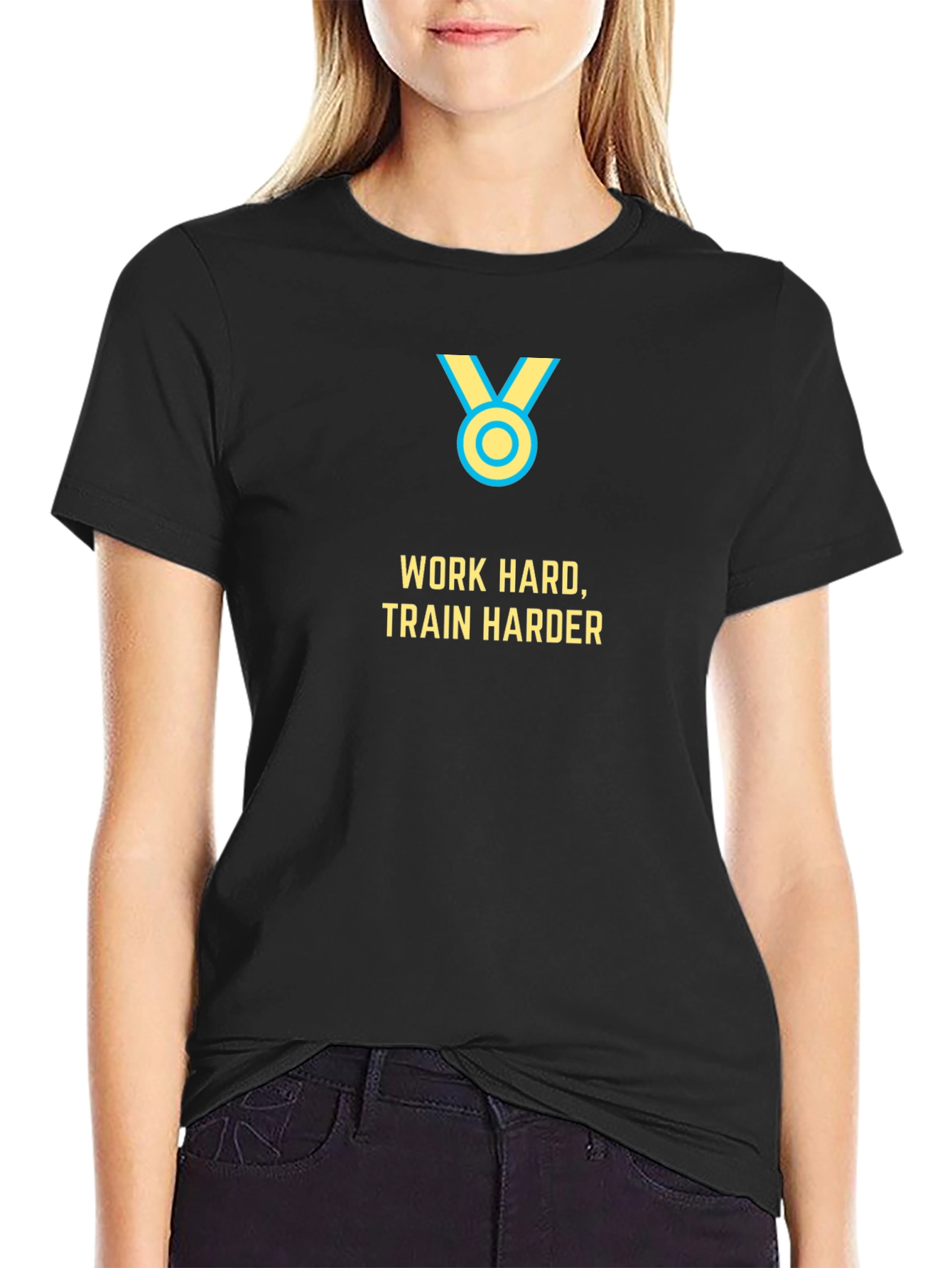 Work Hard Train Harder Black Graphic Tee