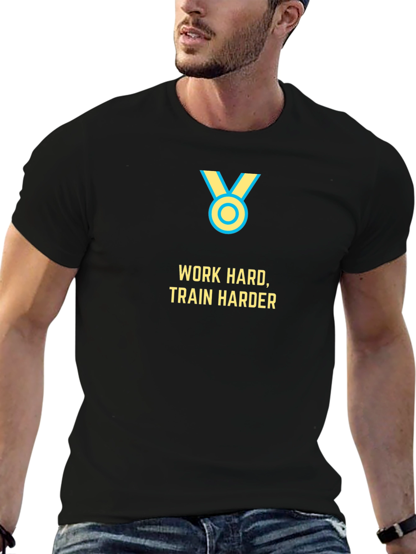 Work Hard Train Harder Black Graphic Tee