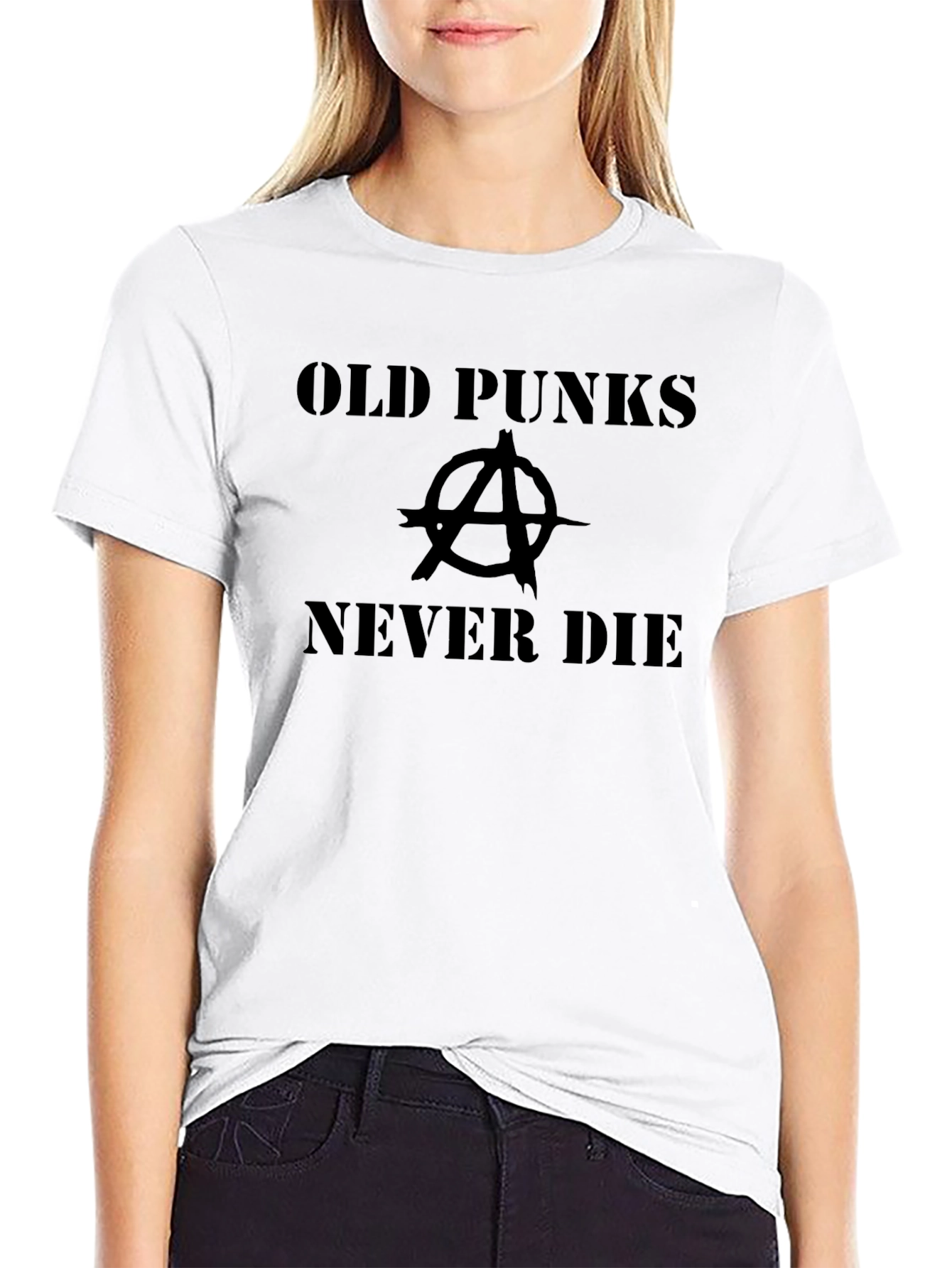 Old Punks Never Die T-Shirt Anarchy Symbol Tee