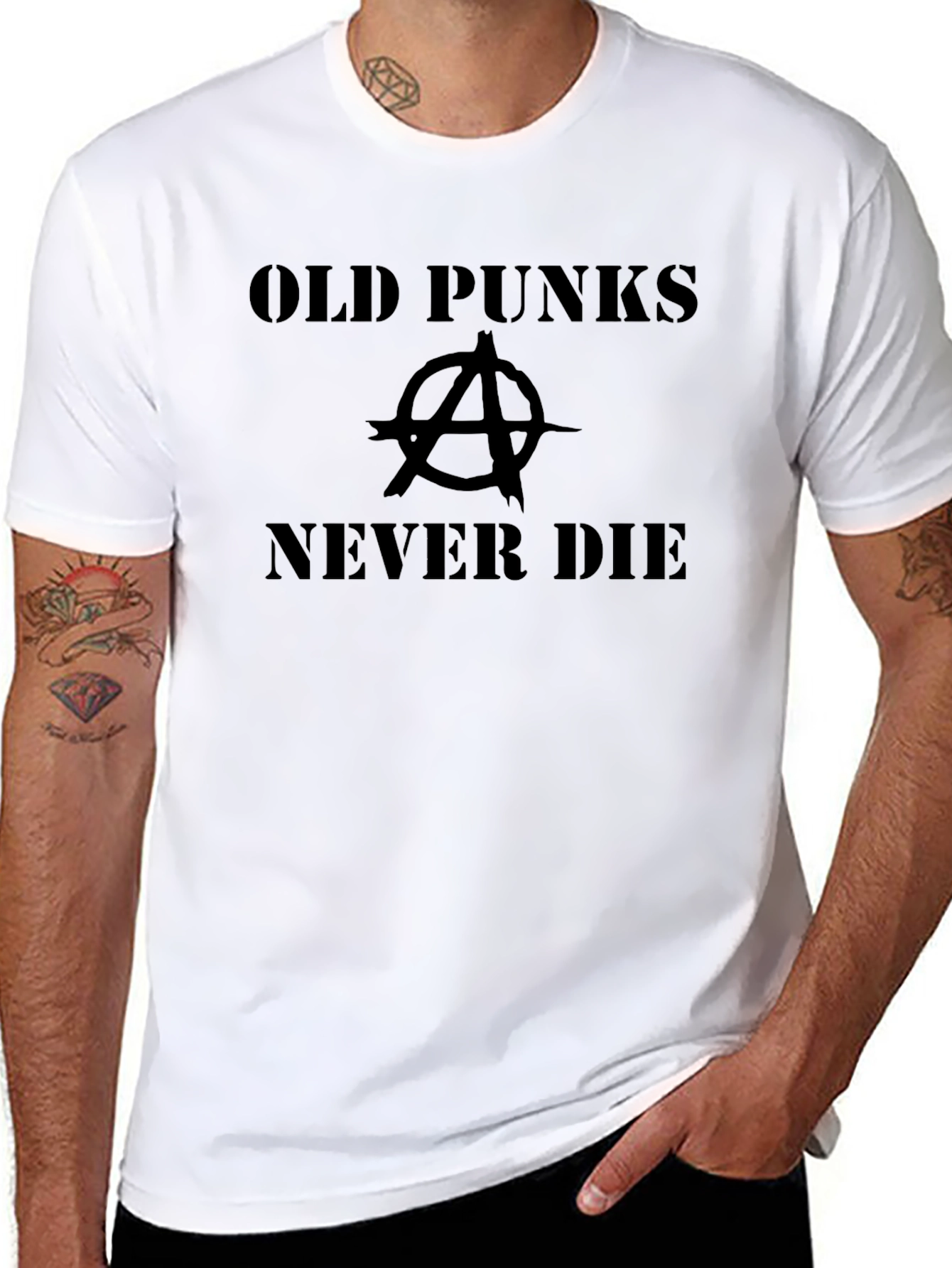 Old Punks Never Die T-Shirt Anarchy Symbol Tee