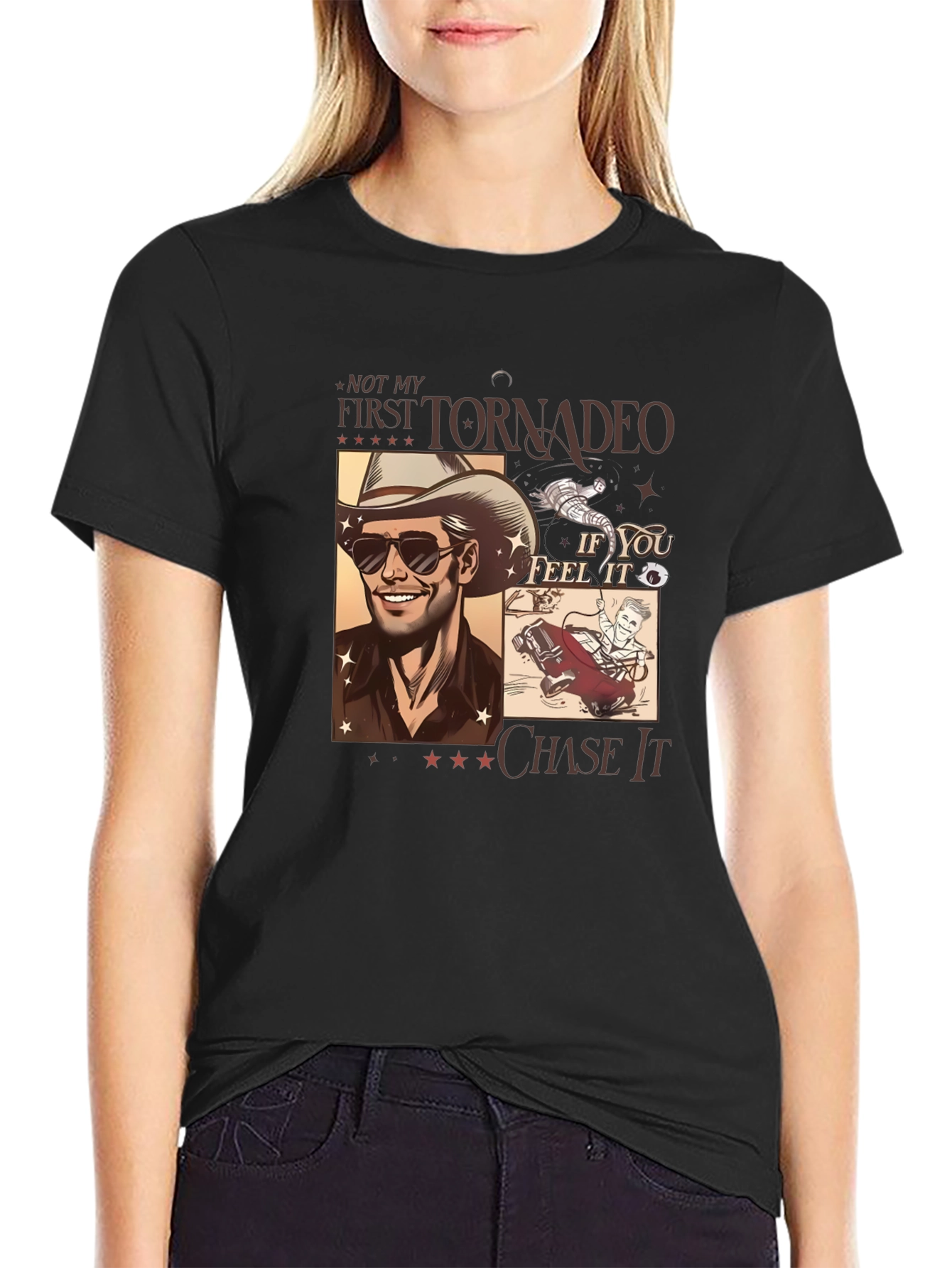 Tornado Chaser Graphic Tee - Black Cotton Blend