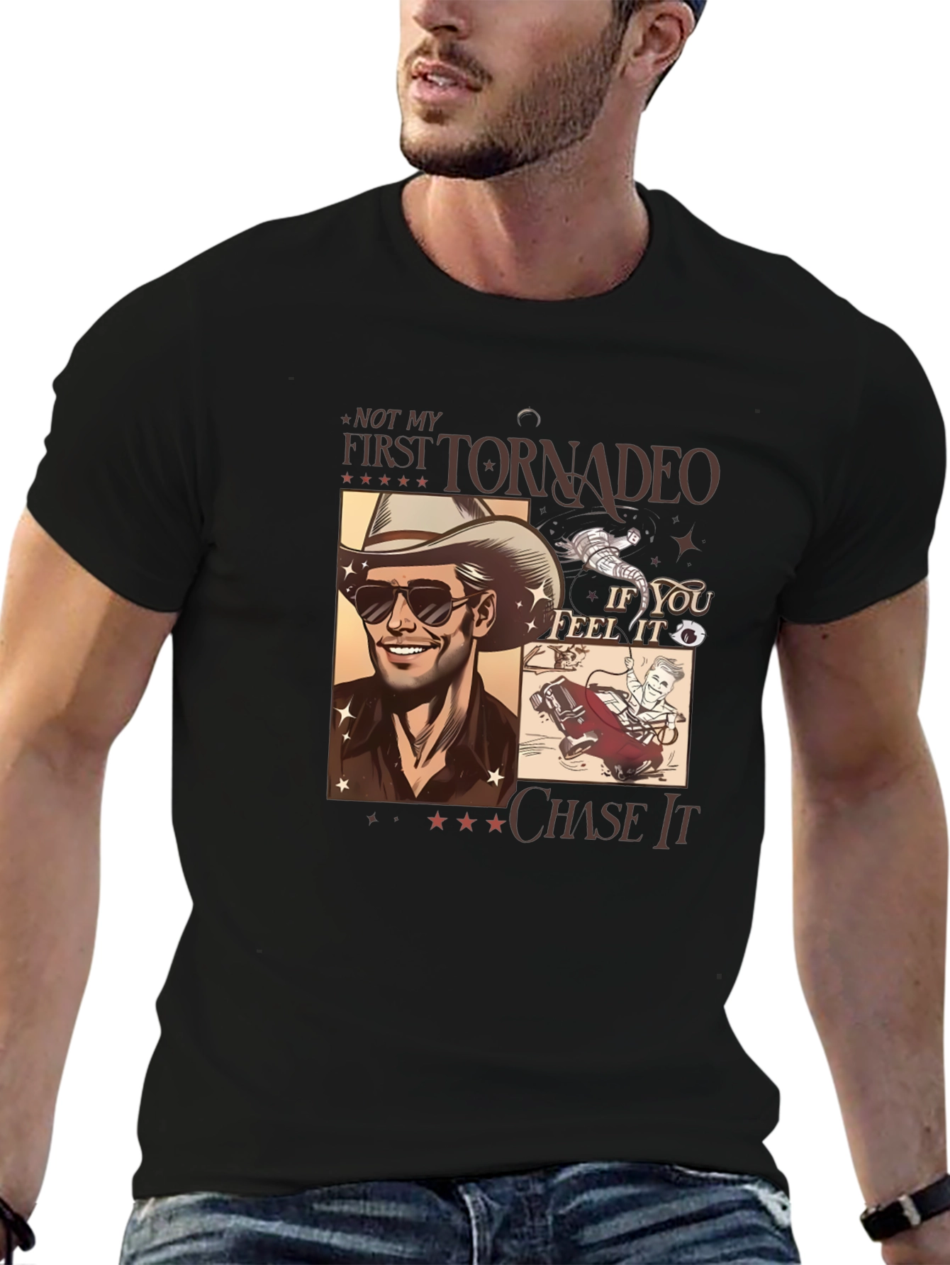 Tornado Chaser Graphic Tee - Black Cotton Blend