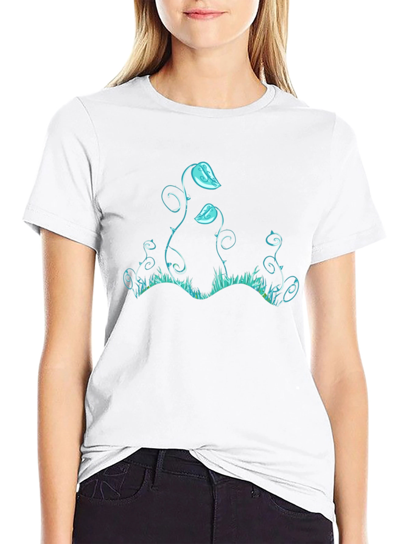 Unique Graphic Tee - Blue Plant Design