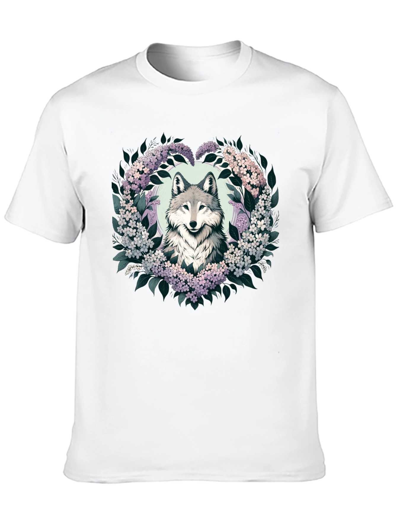 Wolf & Floral Wreath Graphic Tee