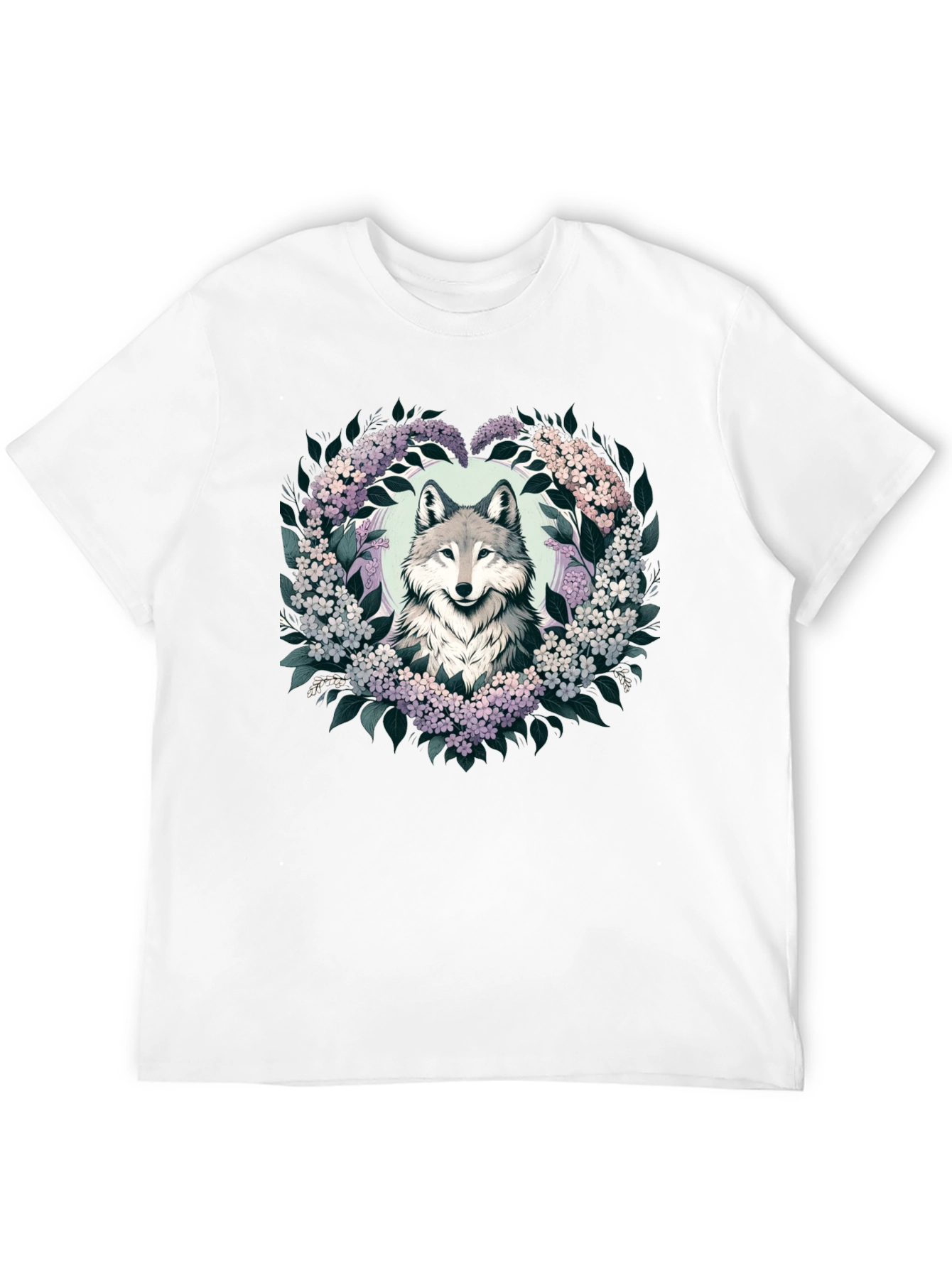 Wolf & Floral Wreath Graphic Tee
