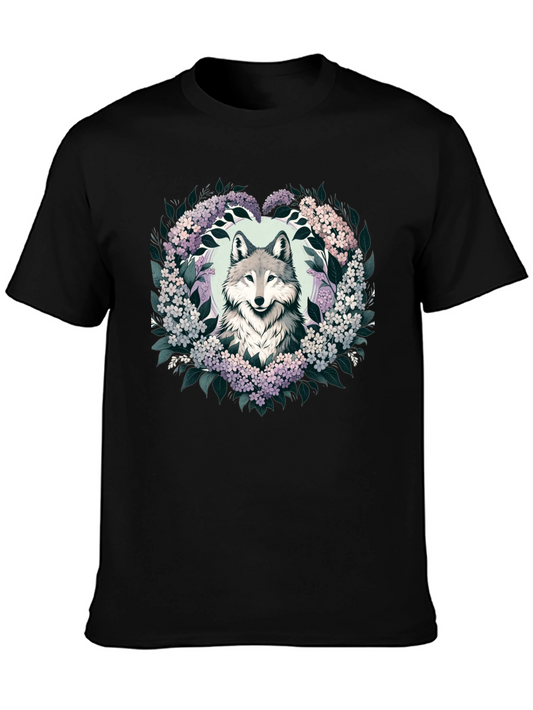 Wolf & Floral Wreath Graphic Tee