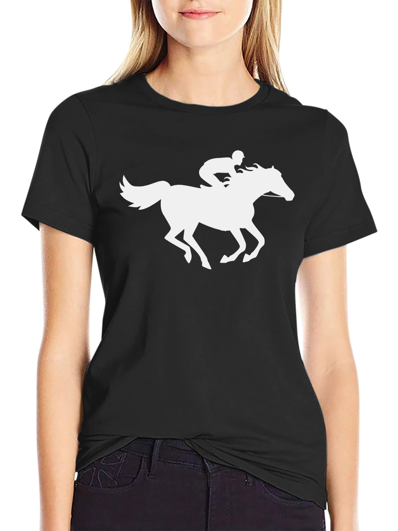 Horse Rider Graphic Tee - Black Cotton T-Shirt