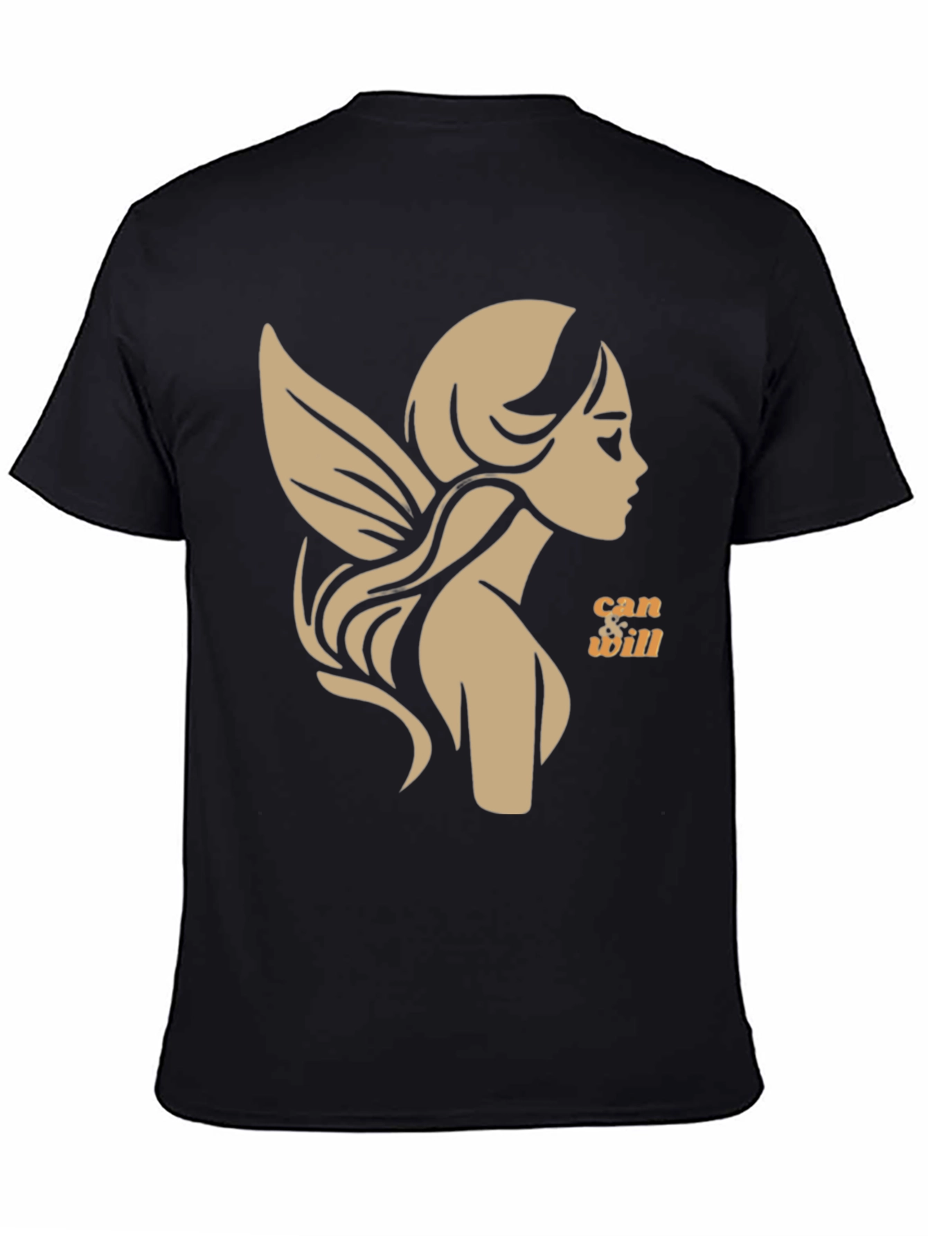 Whimsical Fairy Graphic Tee - Black Cotton