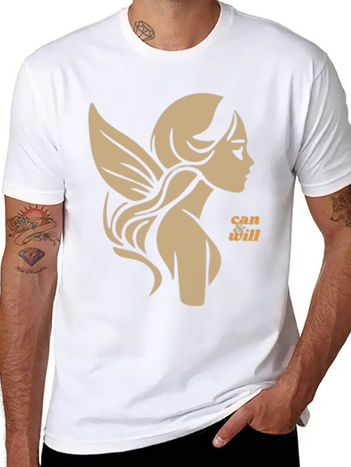 Whimsical Fairy Graphic Tee - Black Cotton