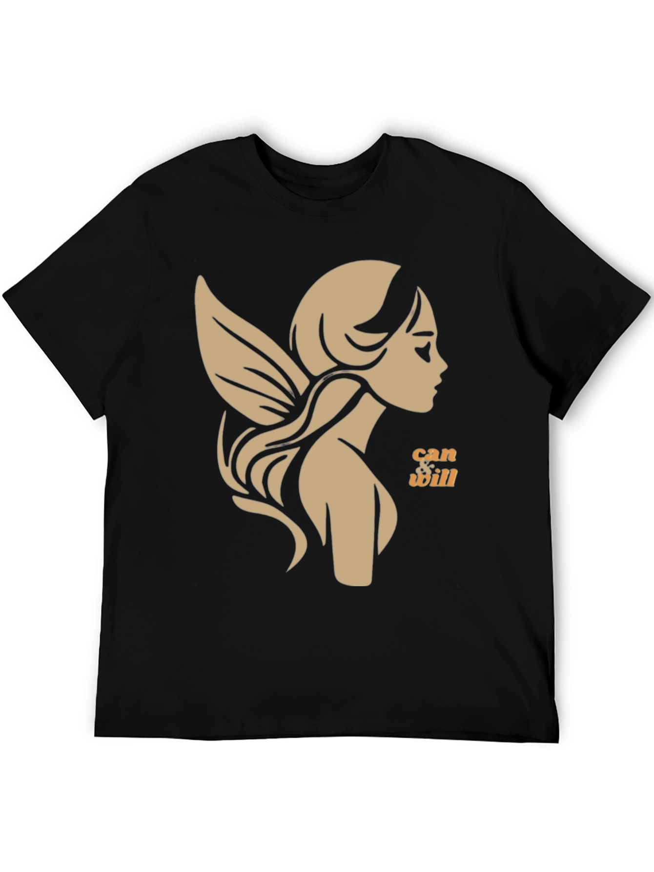 Whimsical Fairy Graphic Tee - Black Cotton