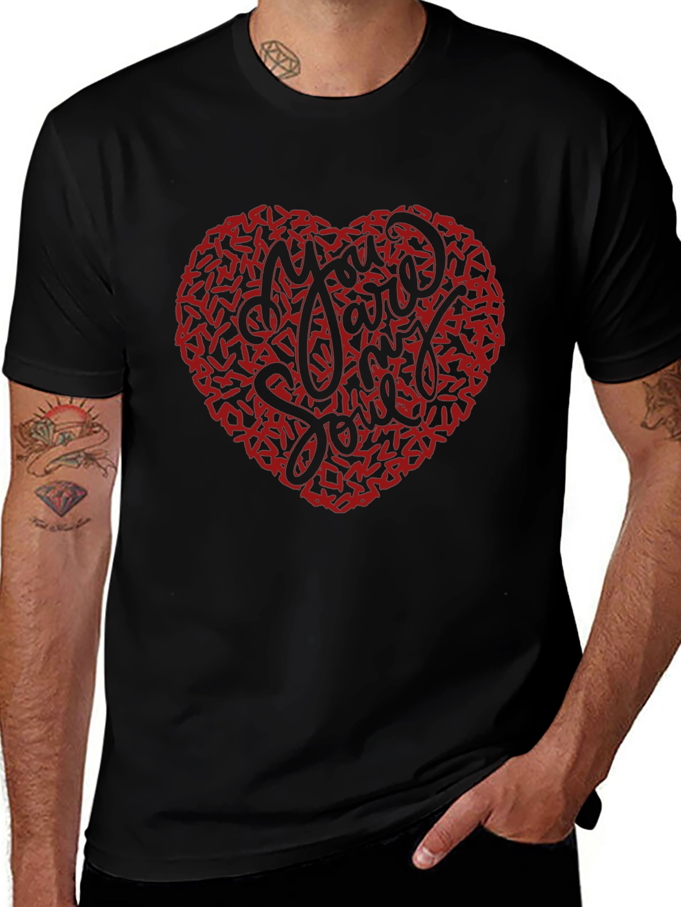 You Are My Soul Heart Graphic Tee - Black
