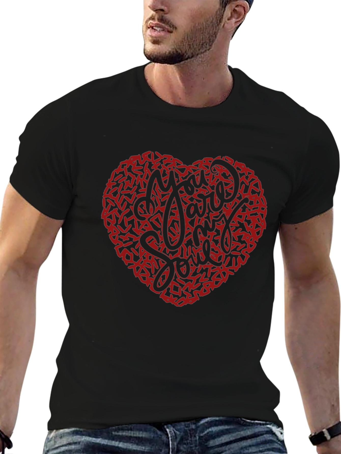 You Are My Soul Heart Graphic Tee - Black