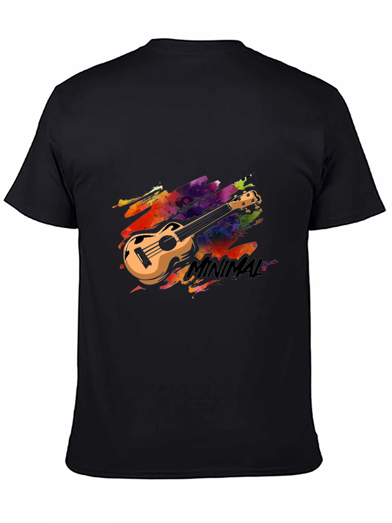 Minimal Ukulele Graphic Tee - Stylish Black T-Shirt